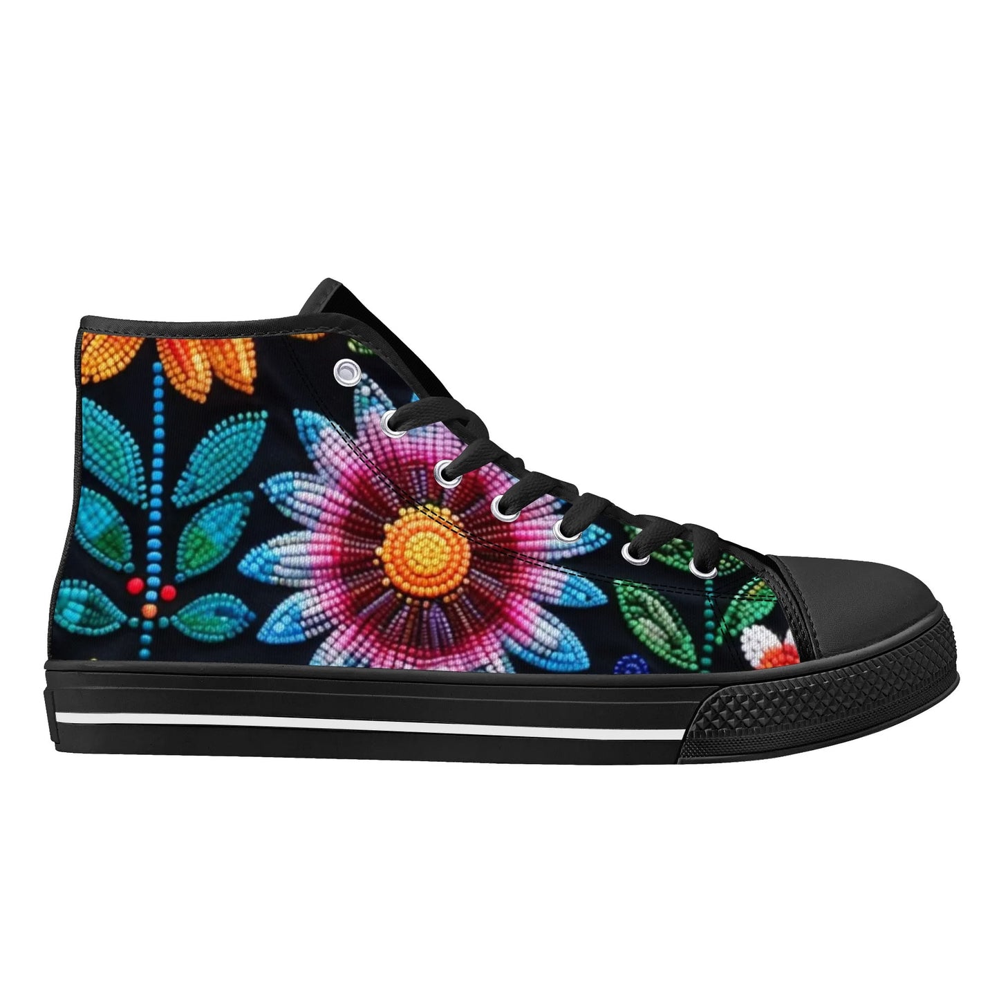 Women's Summer Flower Beaded High Top Canvas Shoes