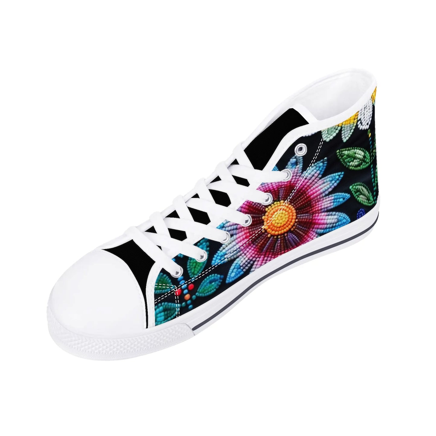 Women's Summer Flower Beaded High Top Canvas Shoes