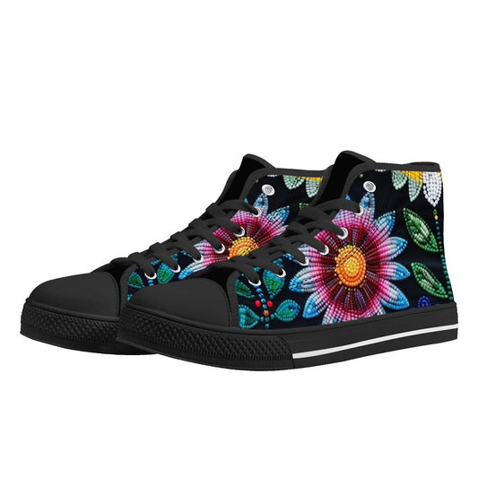 Women's Summer Flower Beaded High Top Canvas Shoes