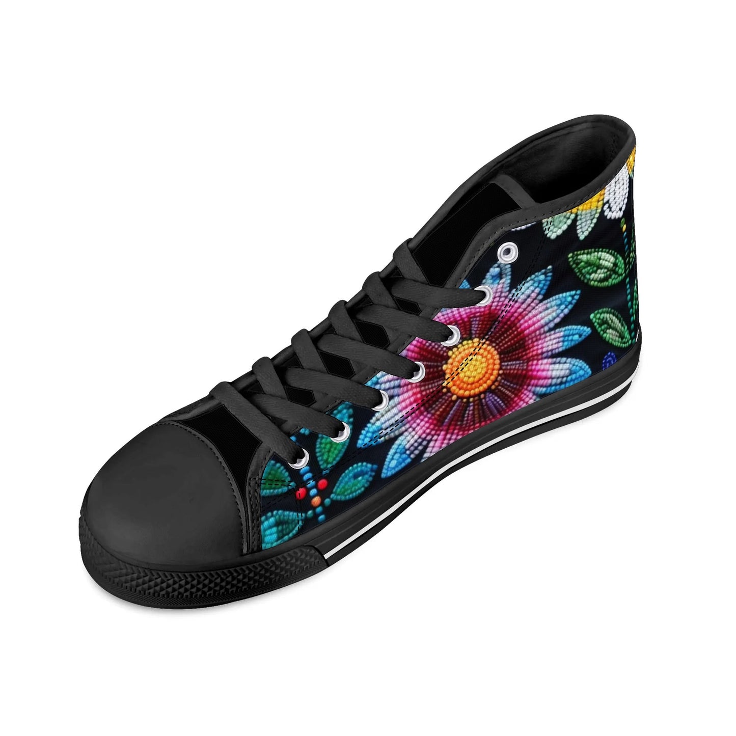 Women's Summer Flower Beaded High Top Canvas Shoes