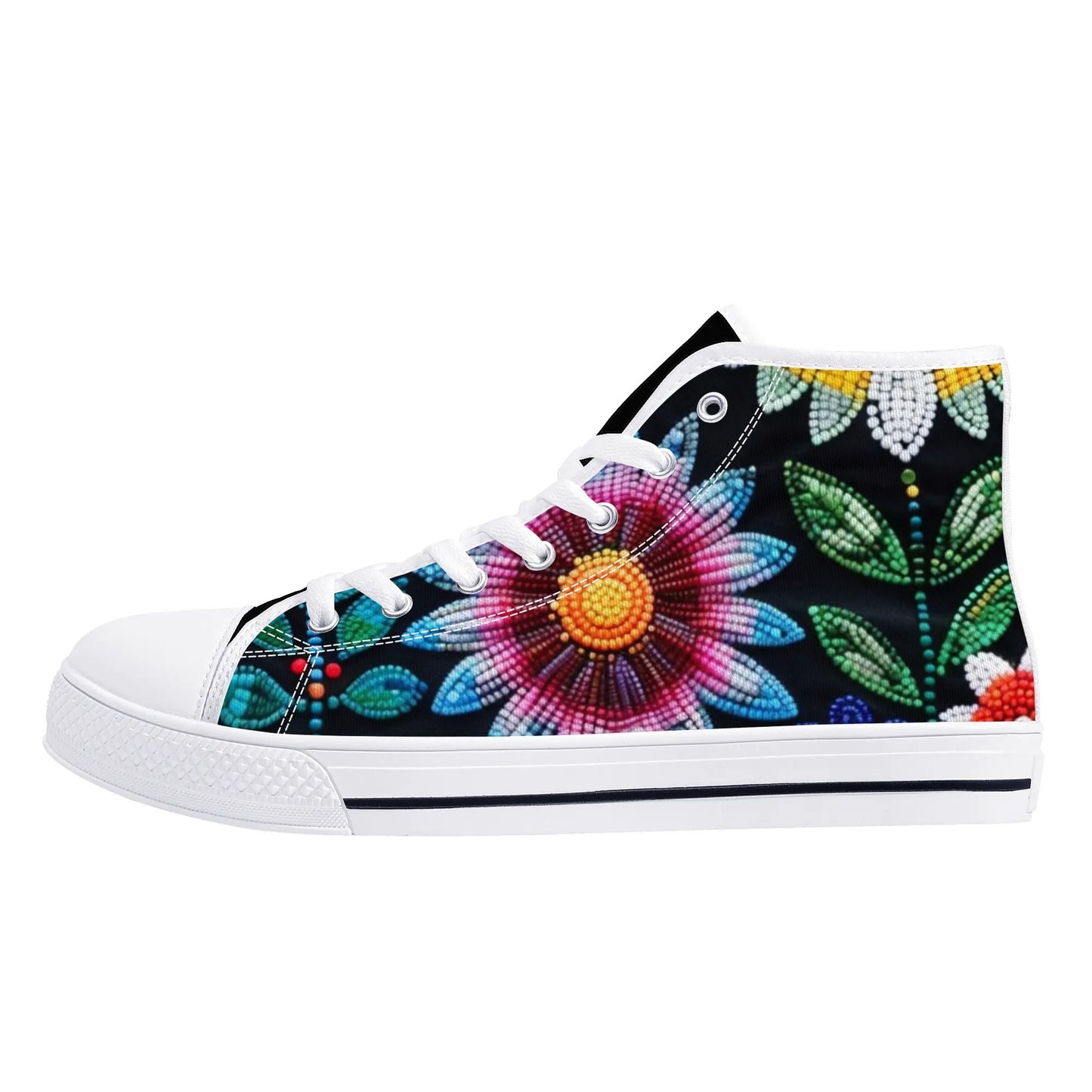 Women's Summer Flower Beaded High Top Canvas Shoes