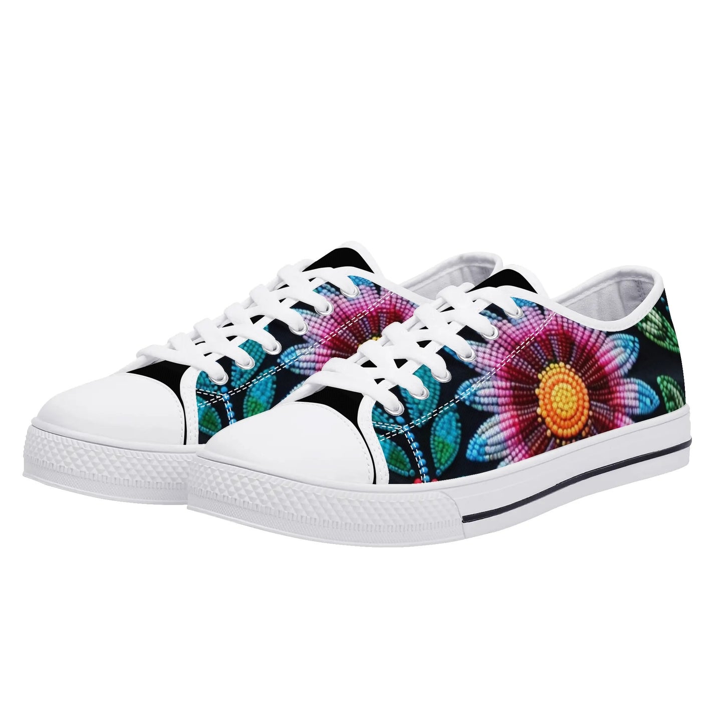 Women's Summer Beaded Flower Low Top Canvas Shoes