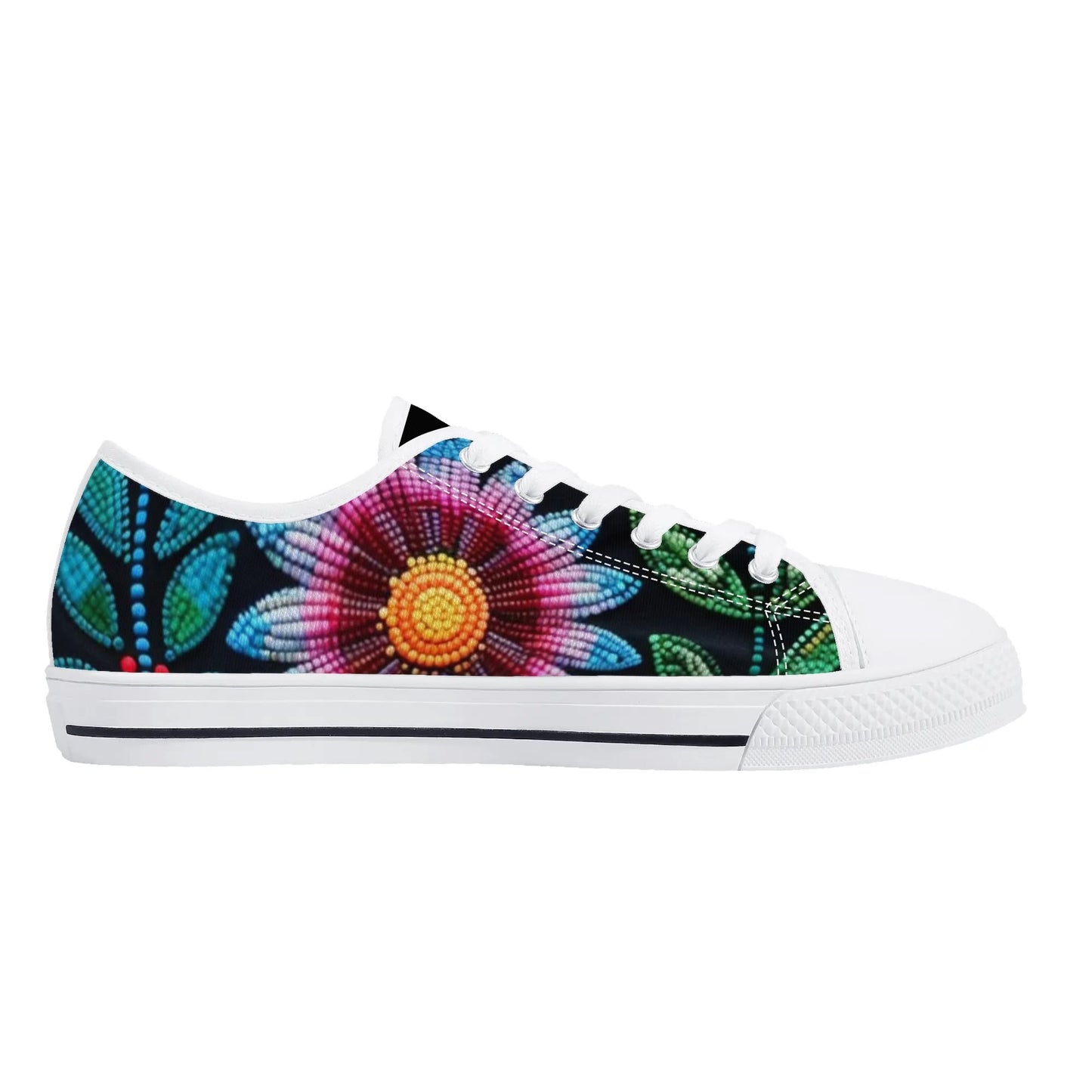 Women's Summer Beaded Flower Low Top Canvas Shoes