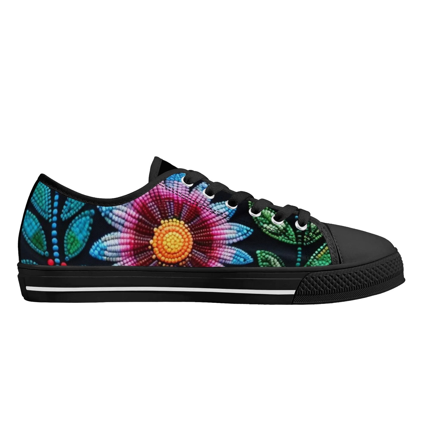 Women's Summer Beaded Flower Low Top Canvas Shoes