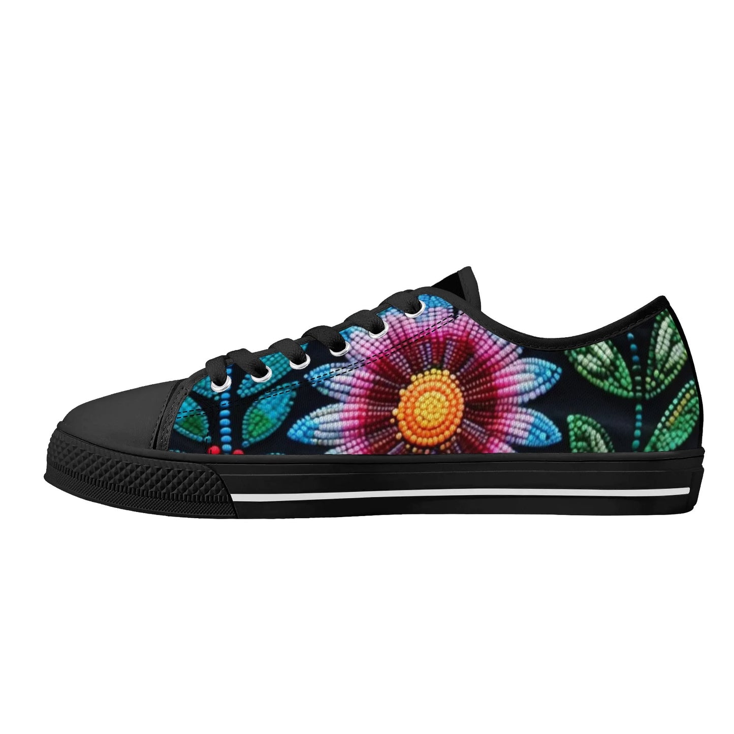 Women's Summer Beaded Flower Low Top Canvas Shoes