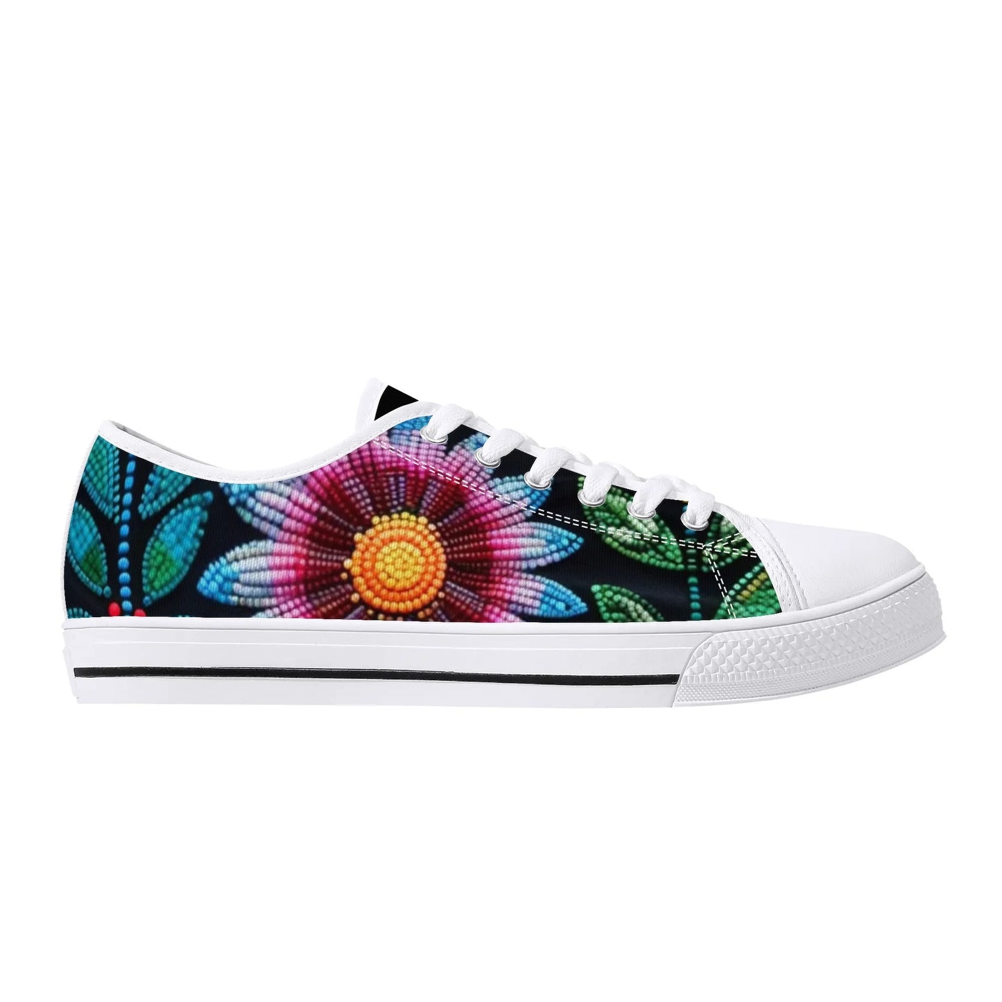 Women's Summer Beaded Flower Low Top Canvas Shoes