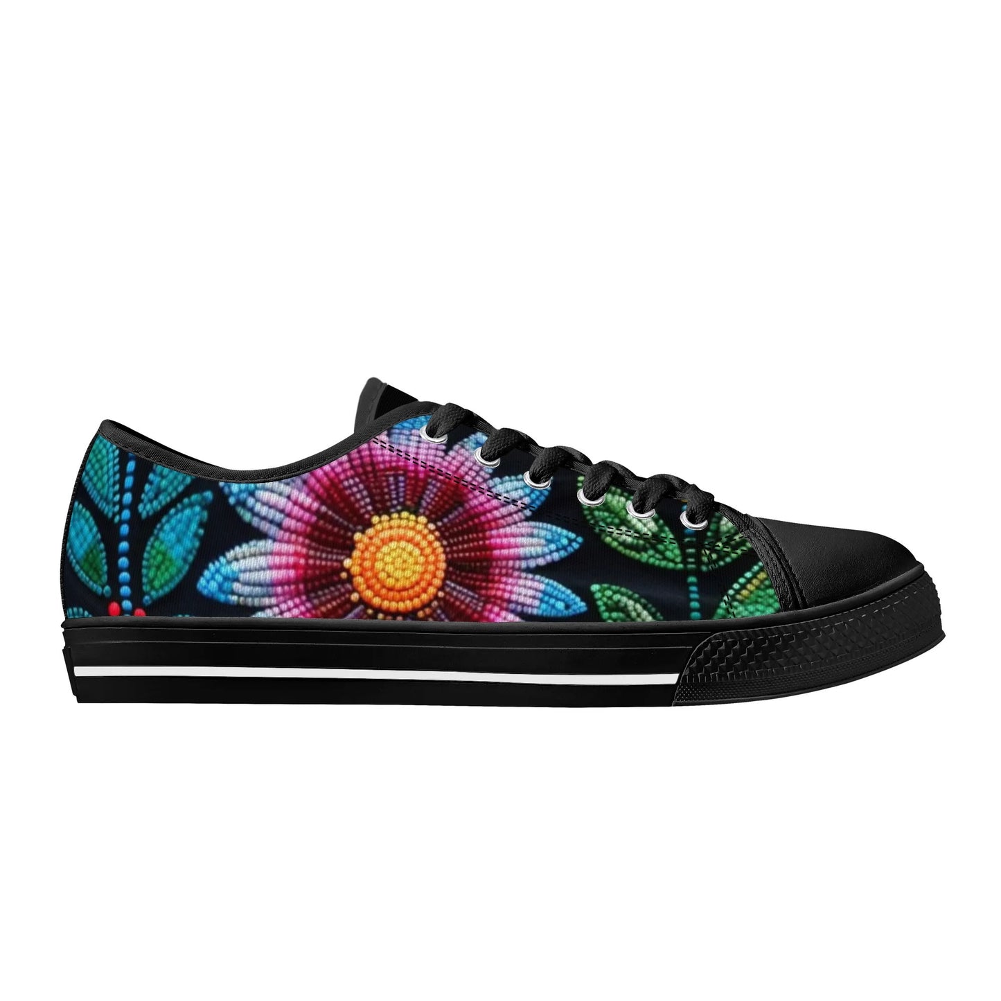 Women's Summer Beaded Flower Low Top Canvas Shoes