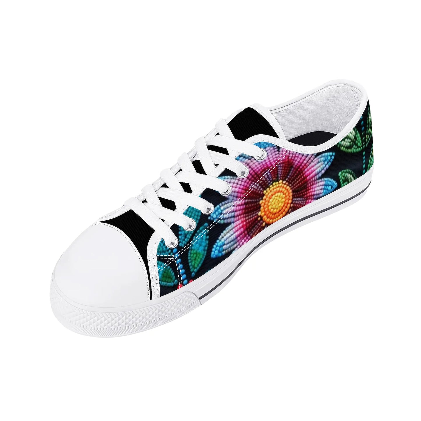 Women's Summer Beaded Flower Low Top Canvas Shoes