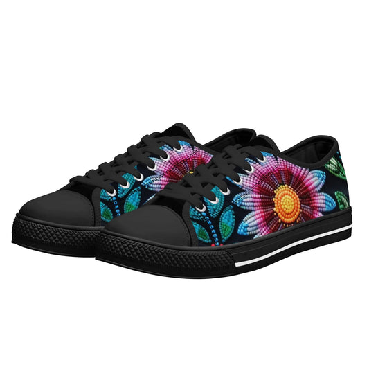 Women's Summer Beaded Flower Low Top Canvas Shoes