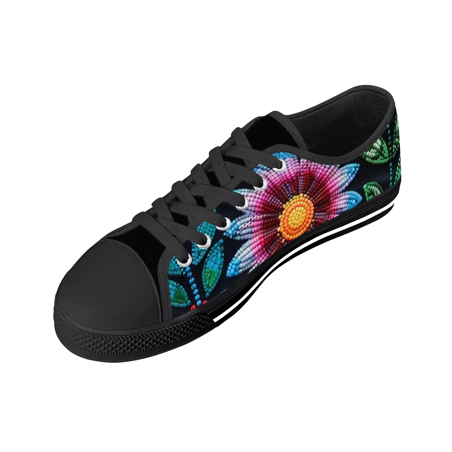 Women's Summer Beaded Flower Low Top Canvas Shoes