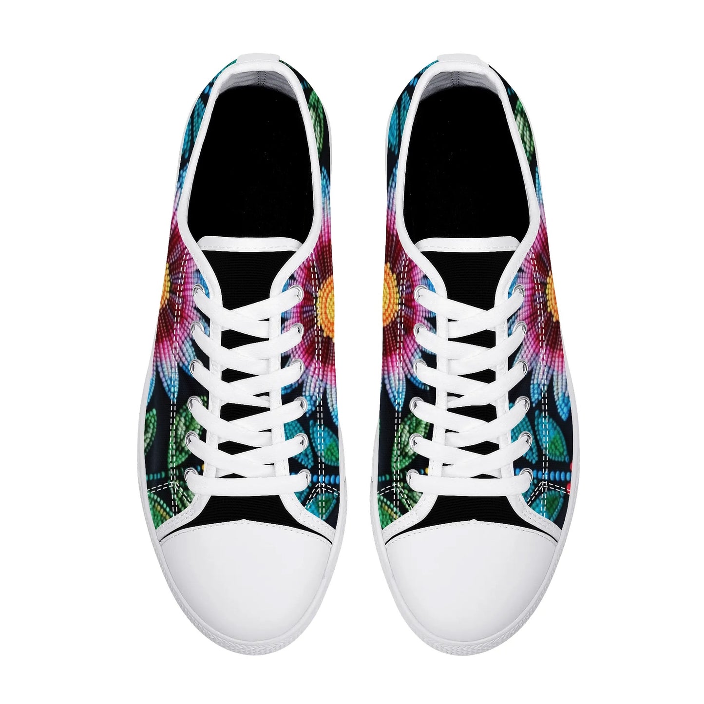 Women's Summer Beaded Flower Low Top Canvas Shoes