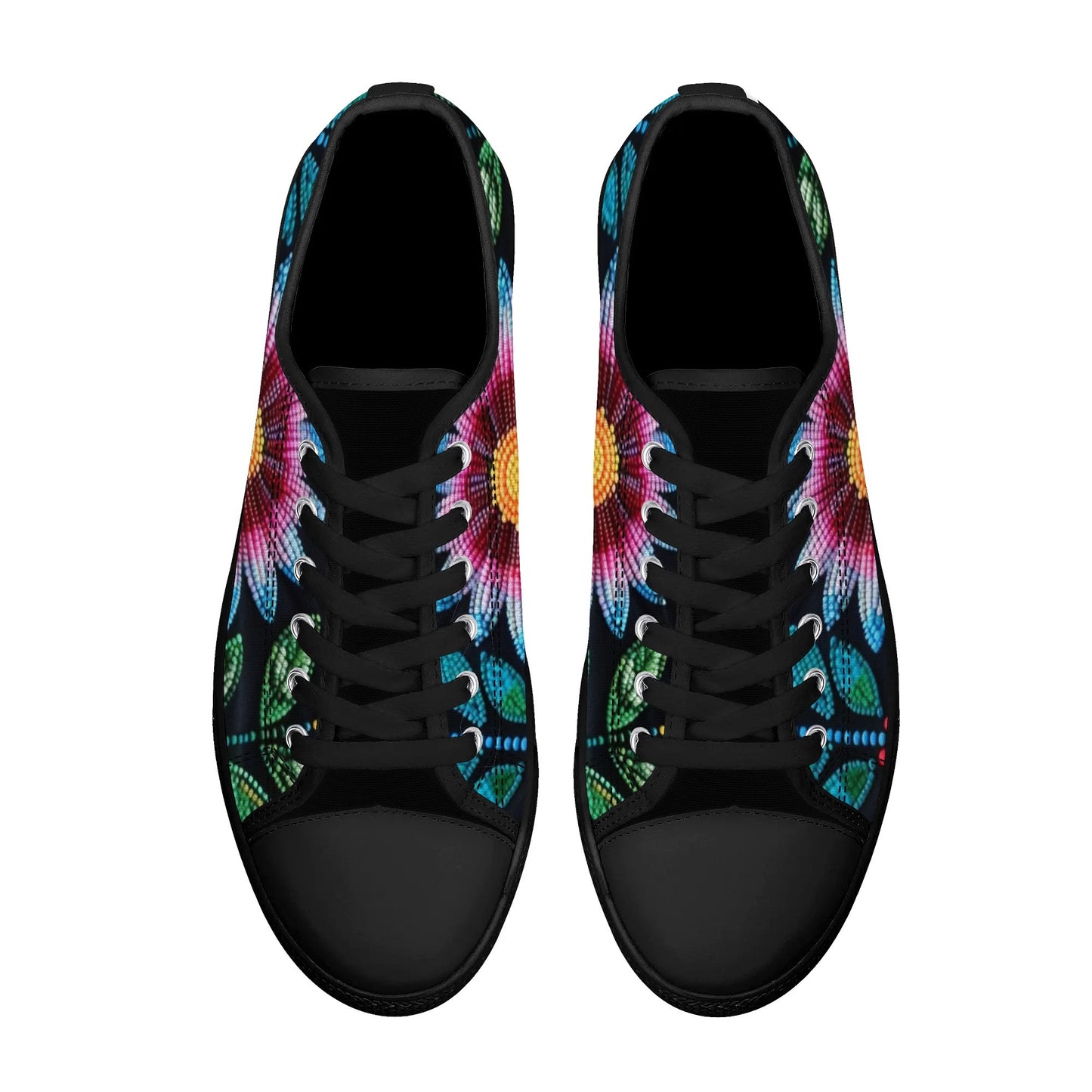 Women's Summer Beaded Flower Low Top Canvas Shoes