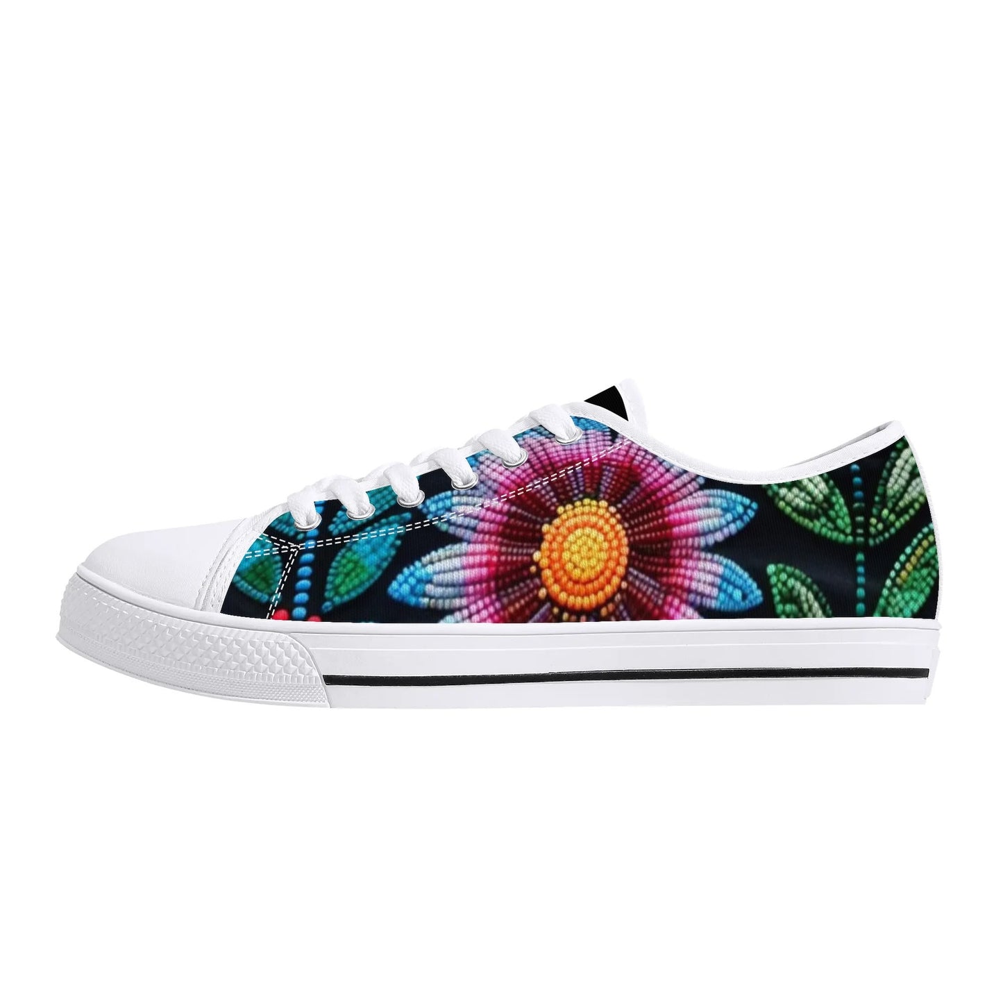 Women's Summer Beaded Flower Low Top Canvas Shoes