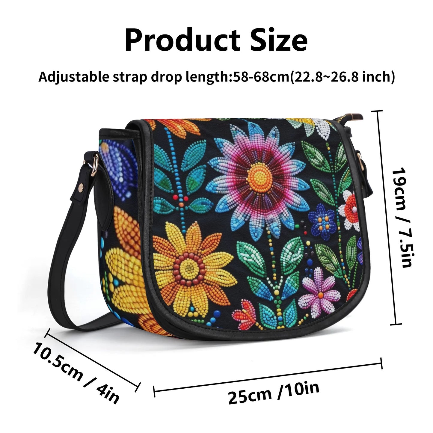 Summer Flower Beaded PU Saddle Bag