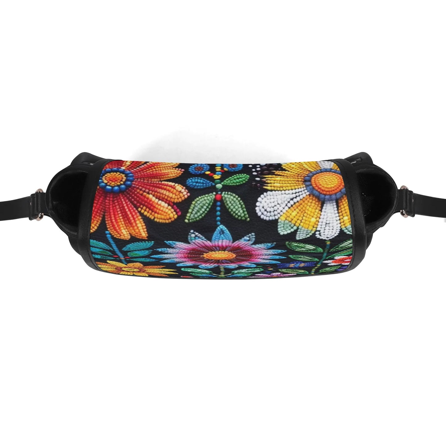 Summer Flower Beaded PU Saddle Bag