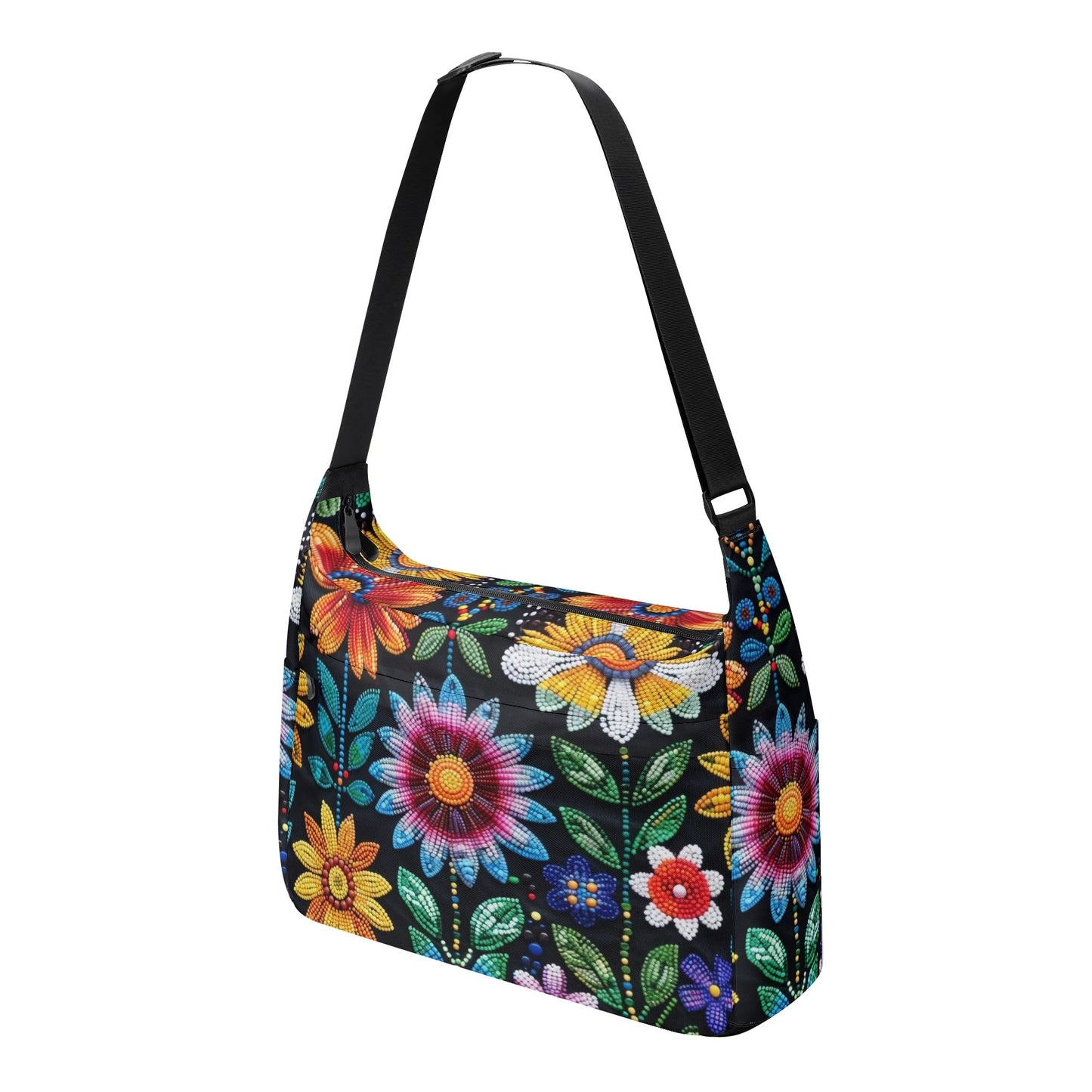 Summer Flower Beaded Messenger Bag