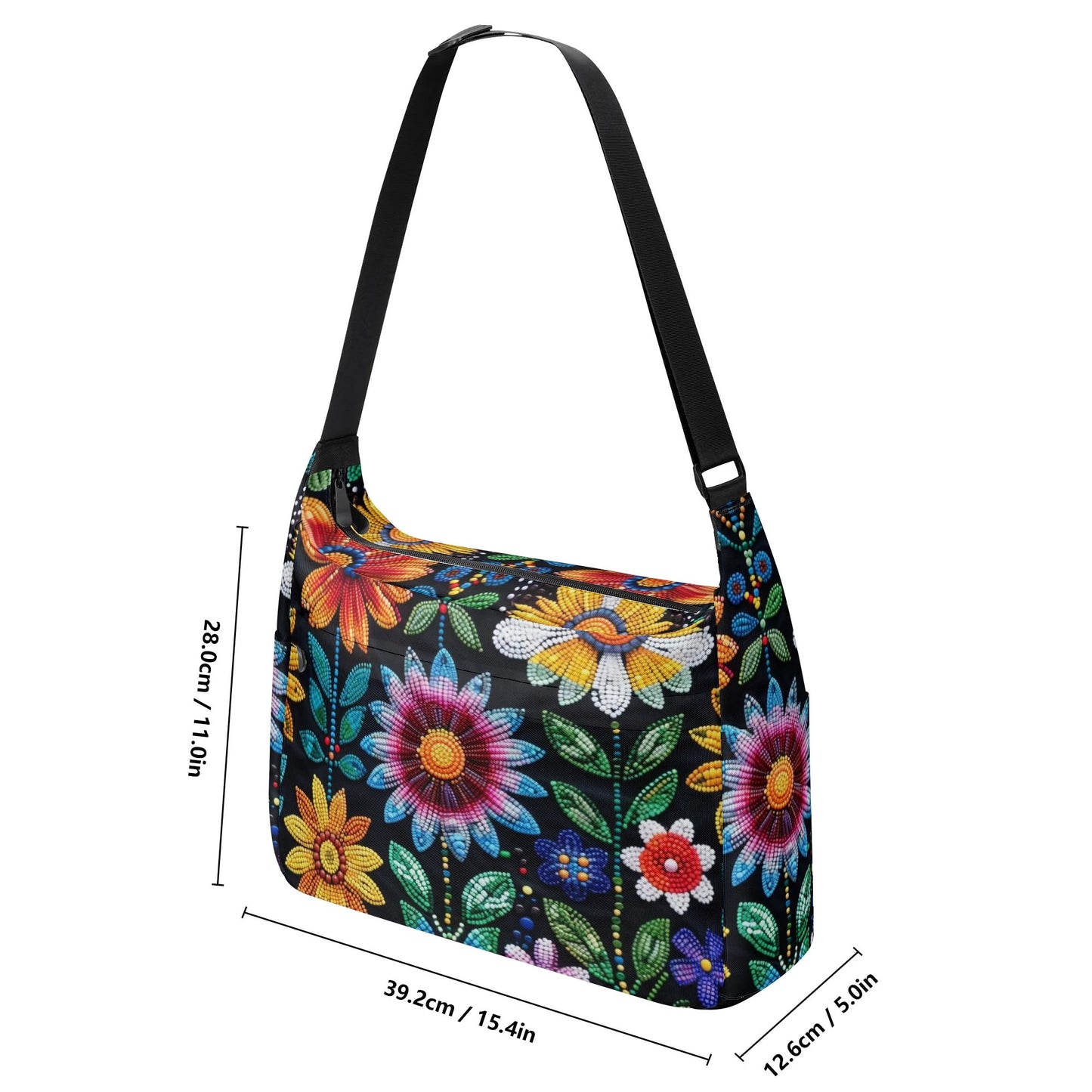 Summer Flower Beaded Messenger Bag