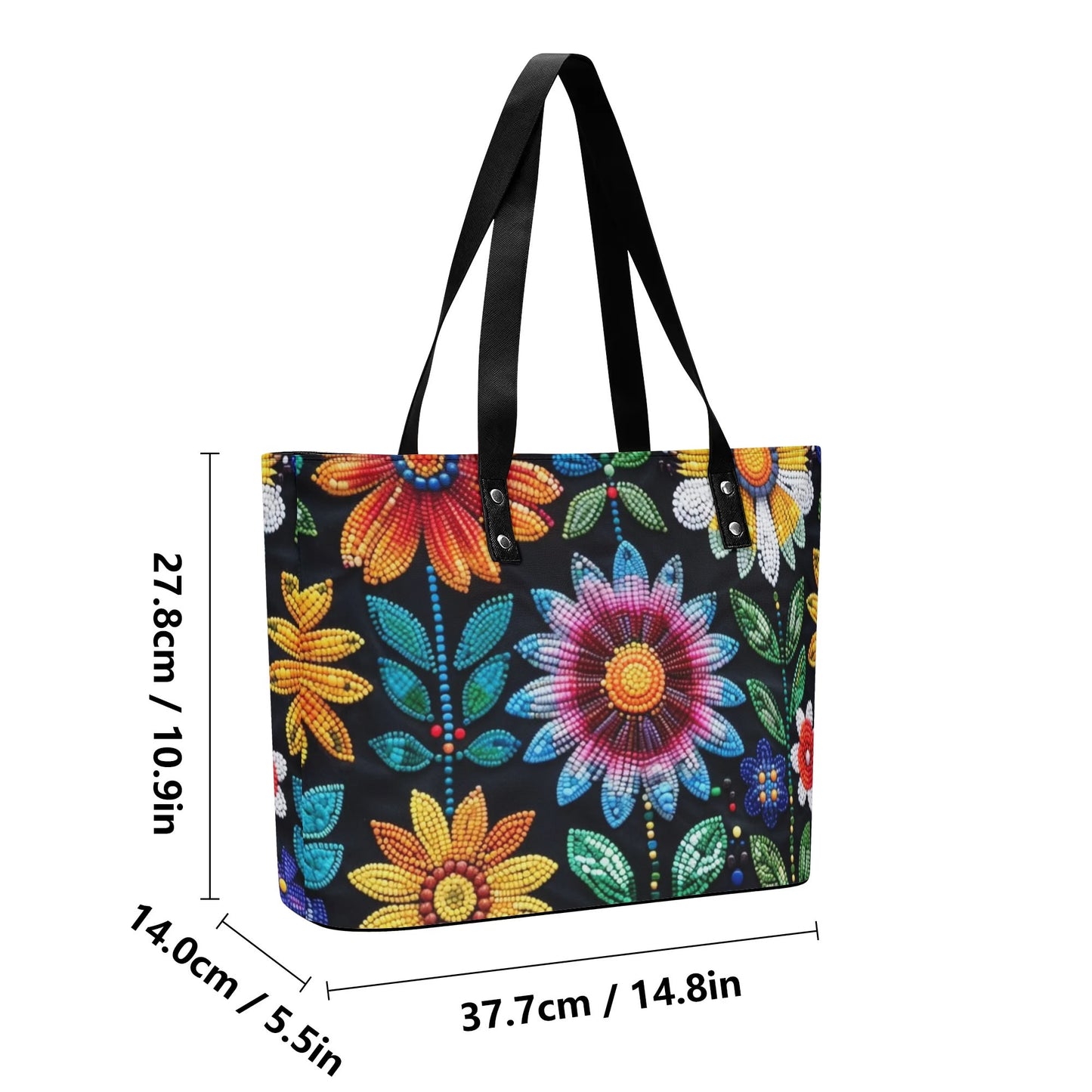 Summer Flower Beaded PU Tote Bag