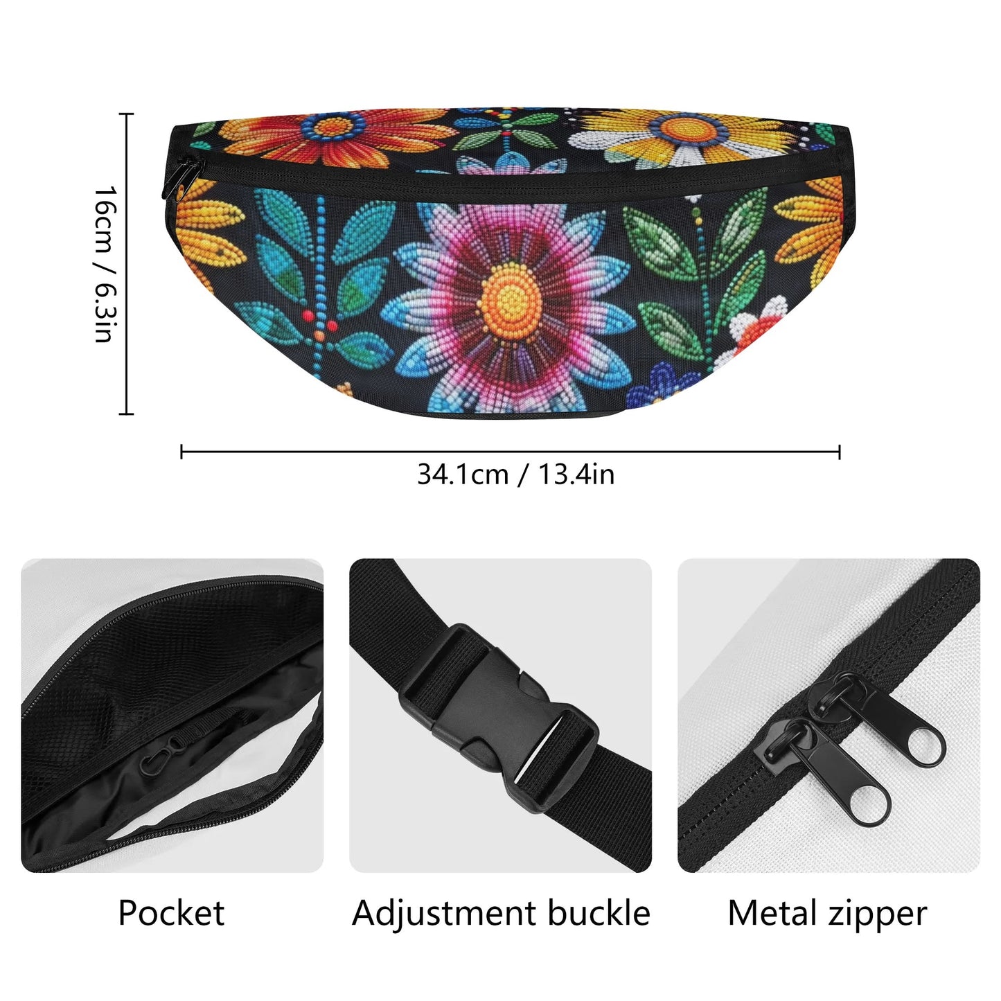 Summer Flower Beaded Fanny Pack