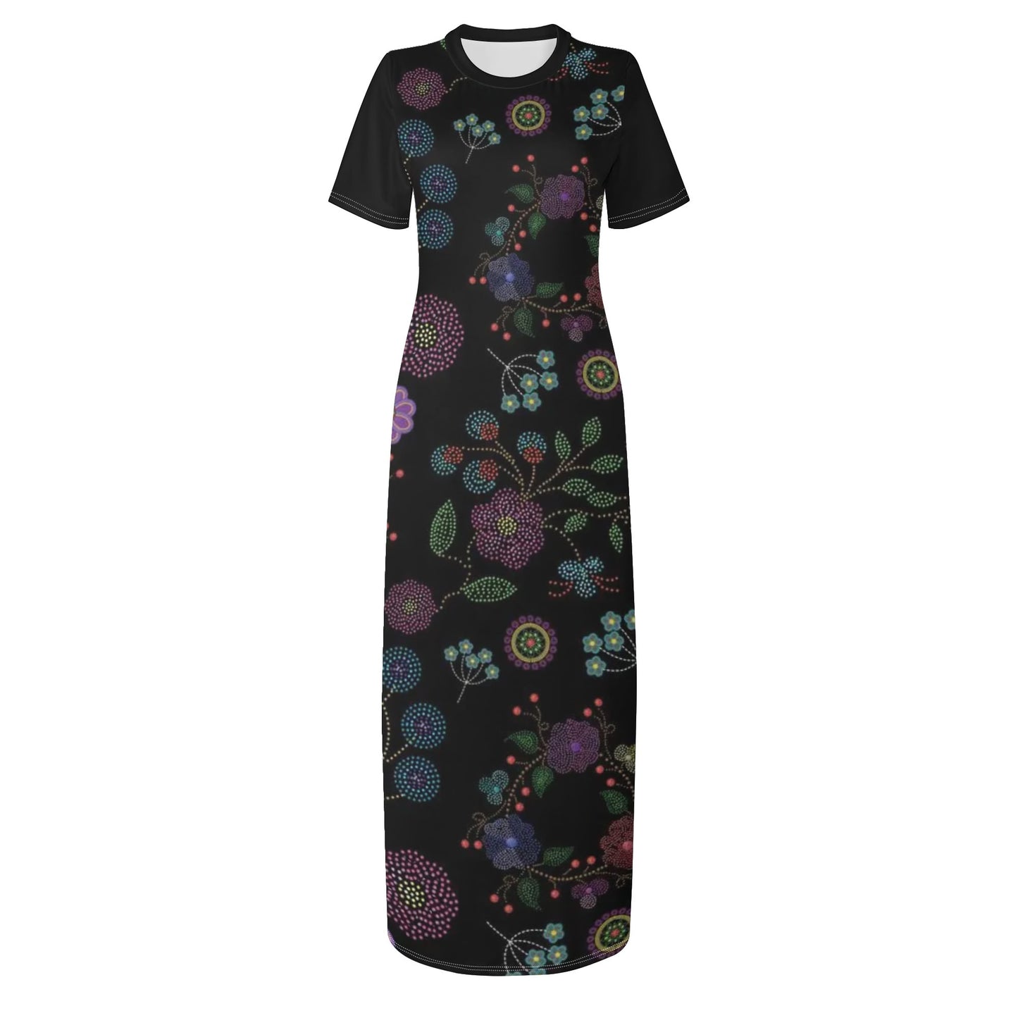 Women's Métis Floral Dotted Short Sleeve Long Dress