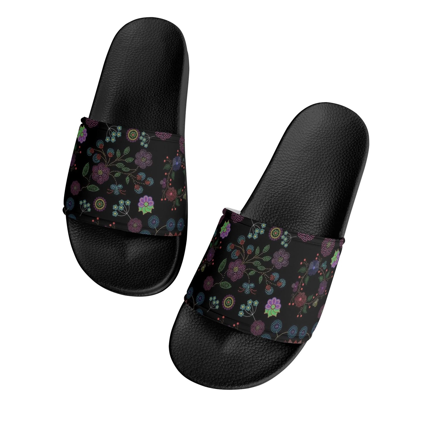 Child and Youth Métis Floral Dotted Slide Sandals