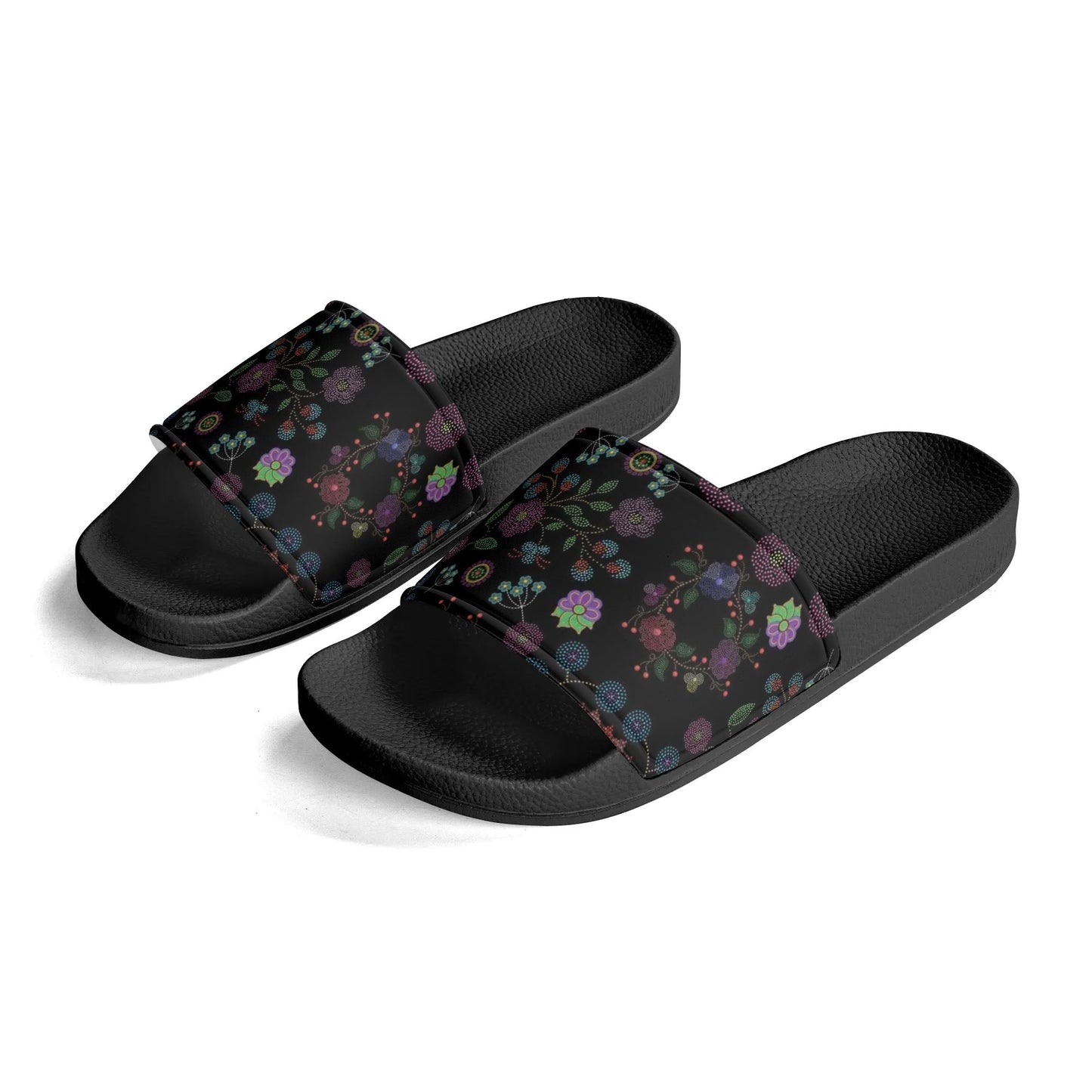 Child and Youth Métis Floral Dotted Slide Sandals