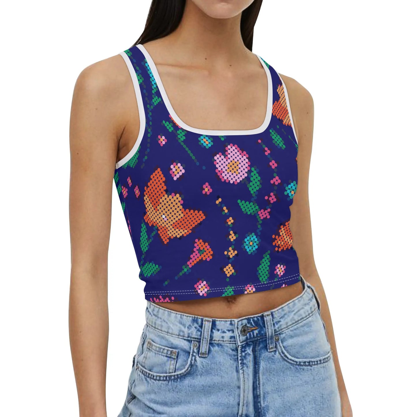 Women's Métis Digital Dotted Floral Crop Tank Top