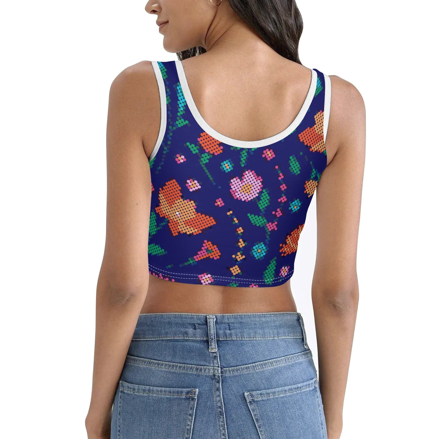 Women's Métis Digital Dotted Floral Crop Tank Top