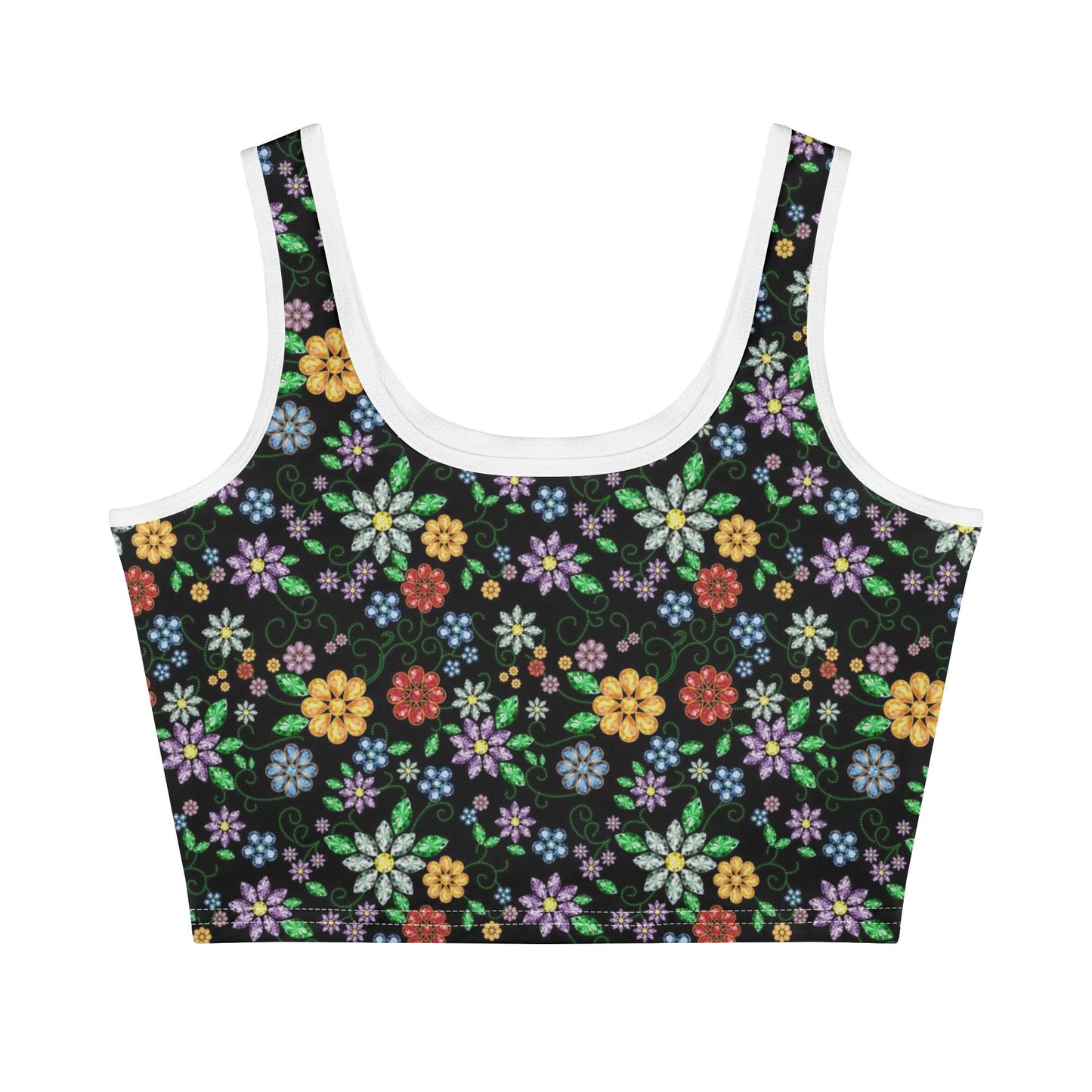 Women's Métis Inspired Floral Beaded Crop Tank Top