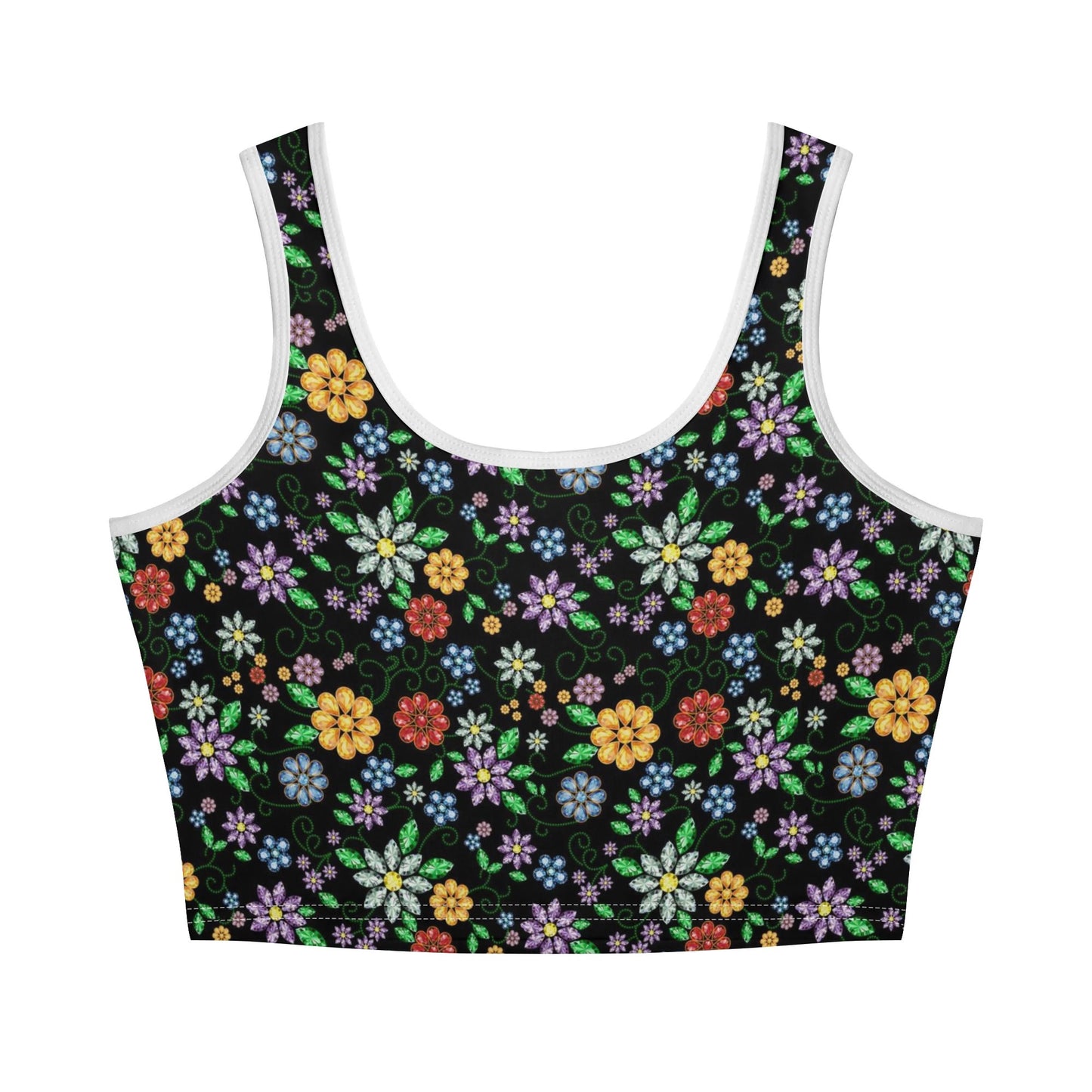 Women's Métis Inspired Floral Beaded Crop Tank Top