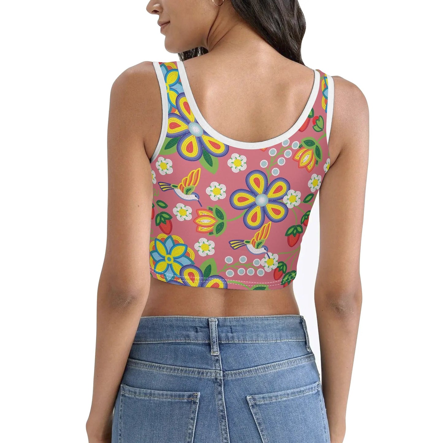 Women's Métis Floral Beaded Crop Tank Top