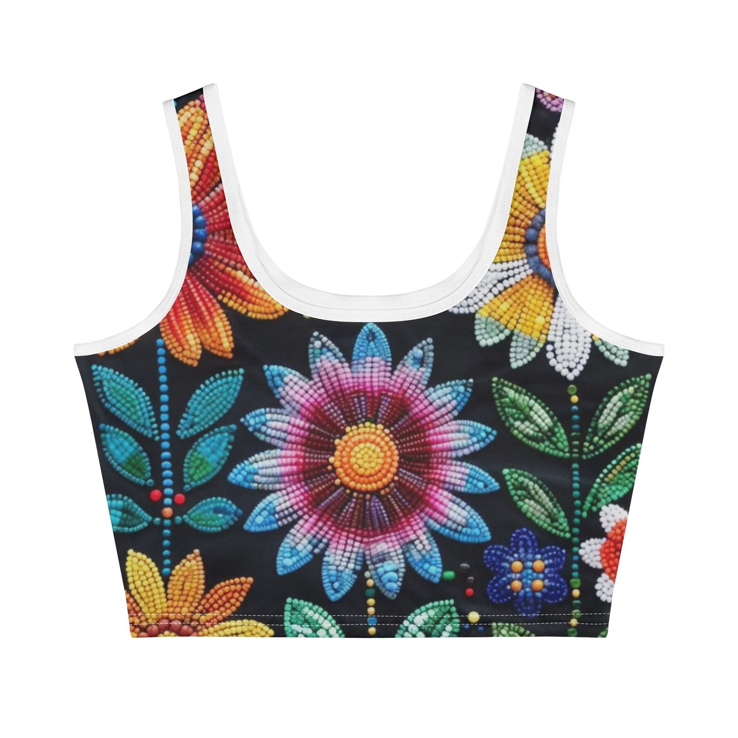 Women's Summer Flower Beaded Crop Tank Top