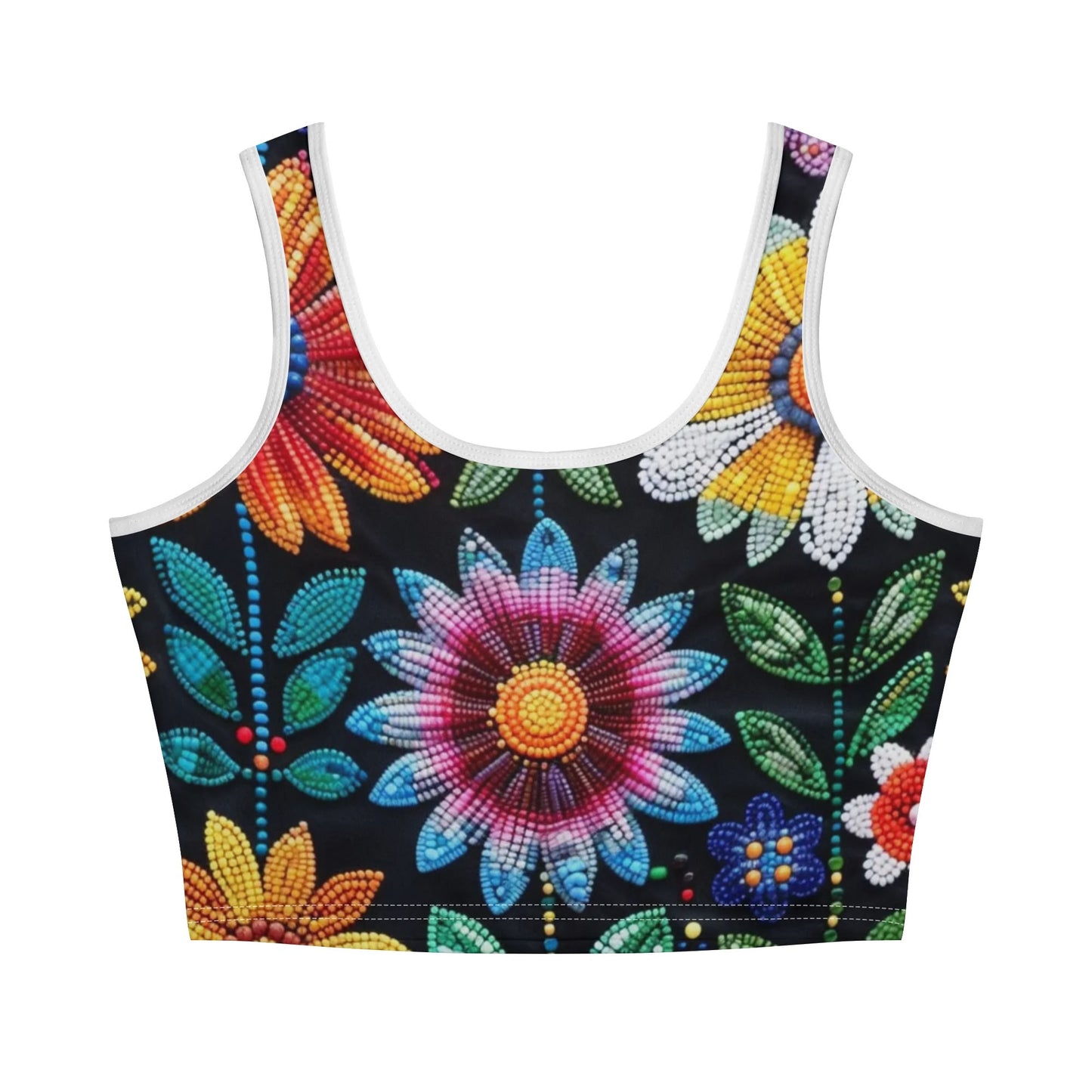 Women's Summer Flower Beaded Crop Tank Top