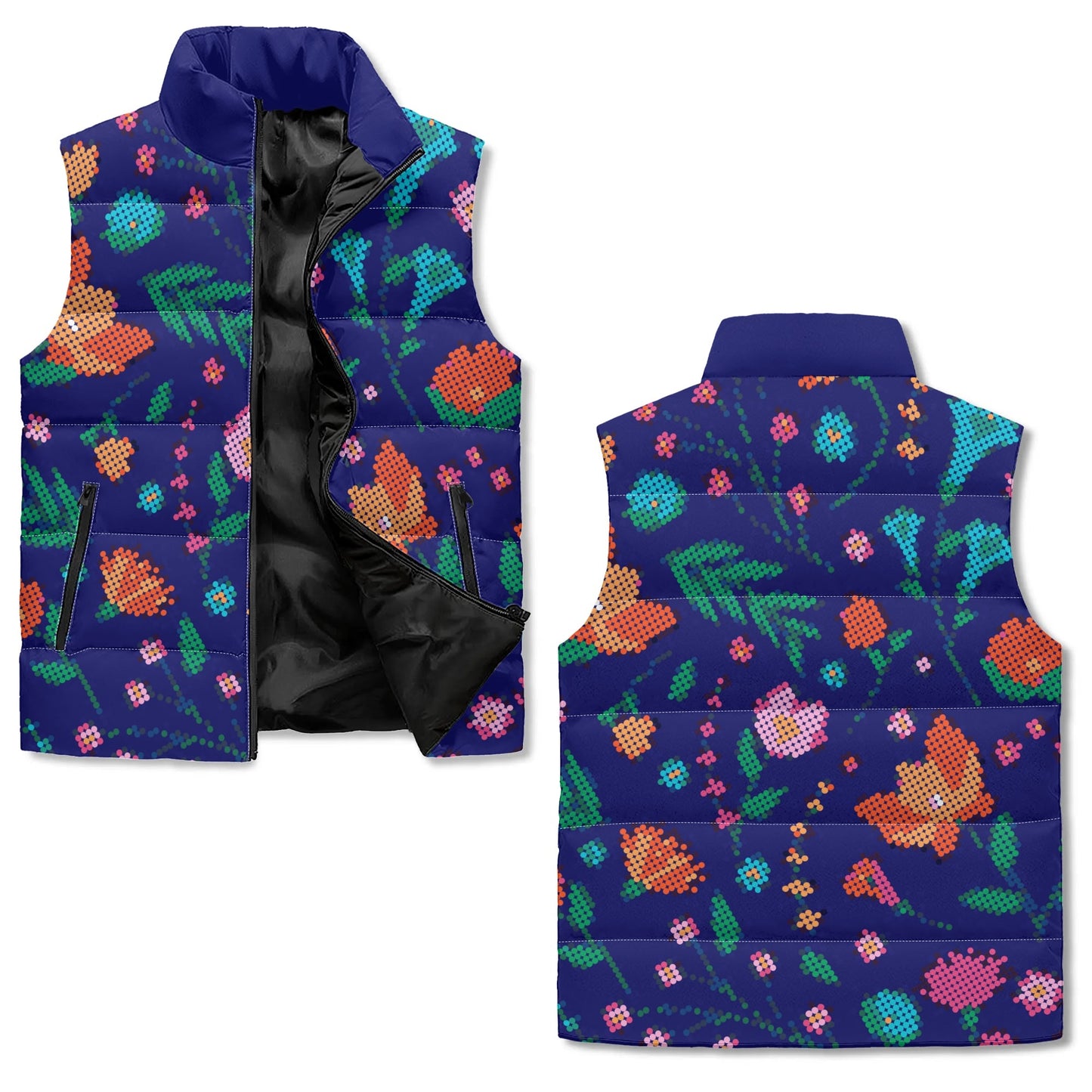 Unisex Métis Digital Dotted Floral Lightweight Puffer Vest