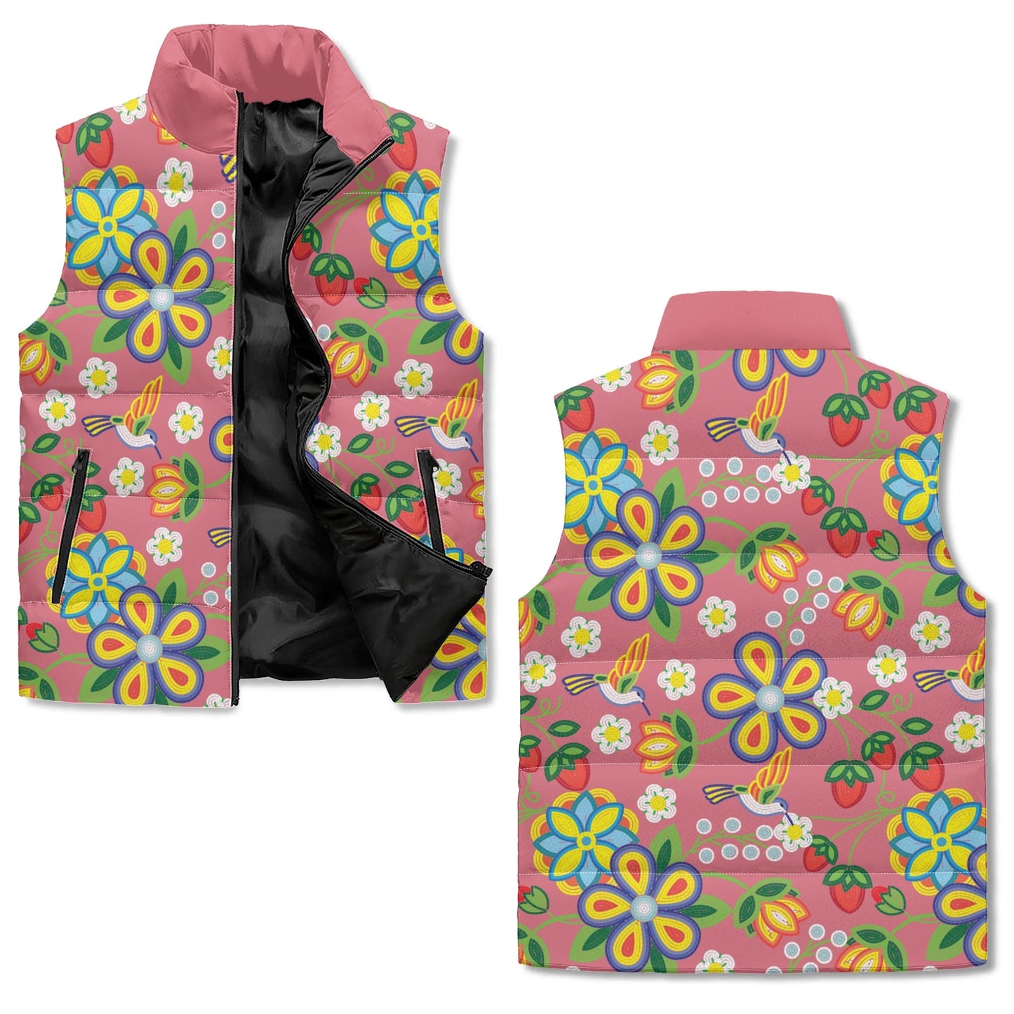 Unisex Métis Floral Beaded Lightweight Puffer Vest