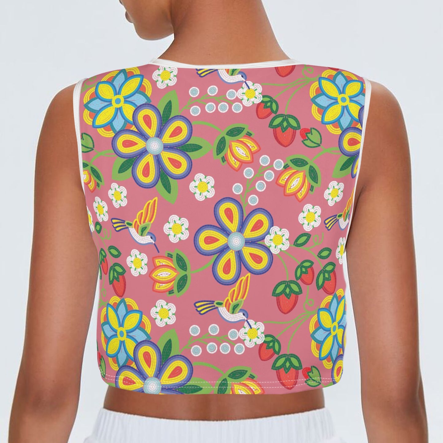 Women's Métis Floral Beaded Sleeveless Crop Top