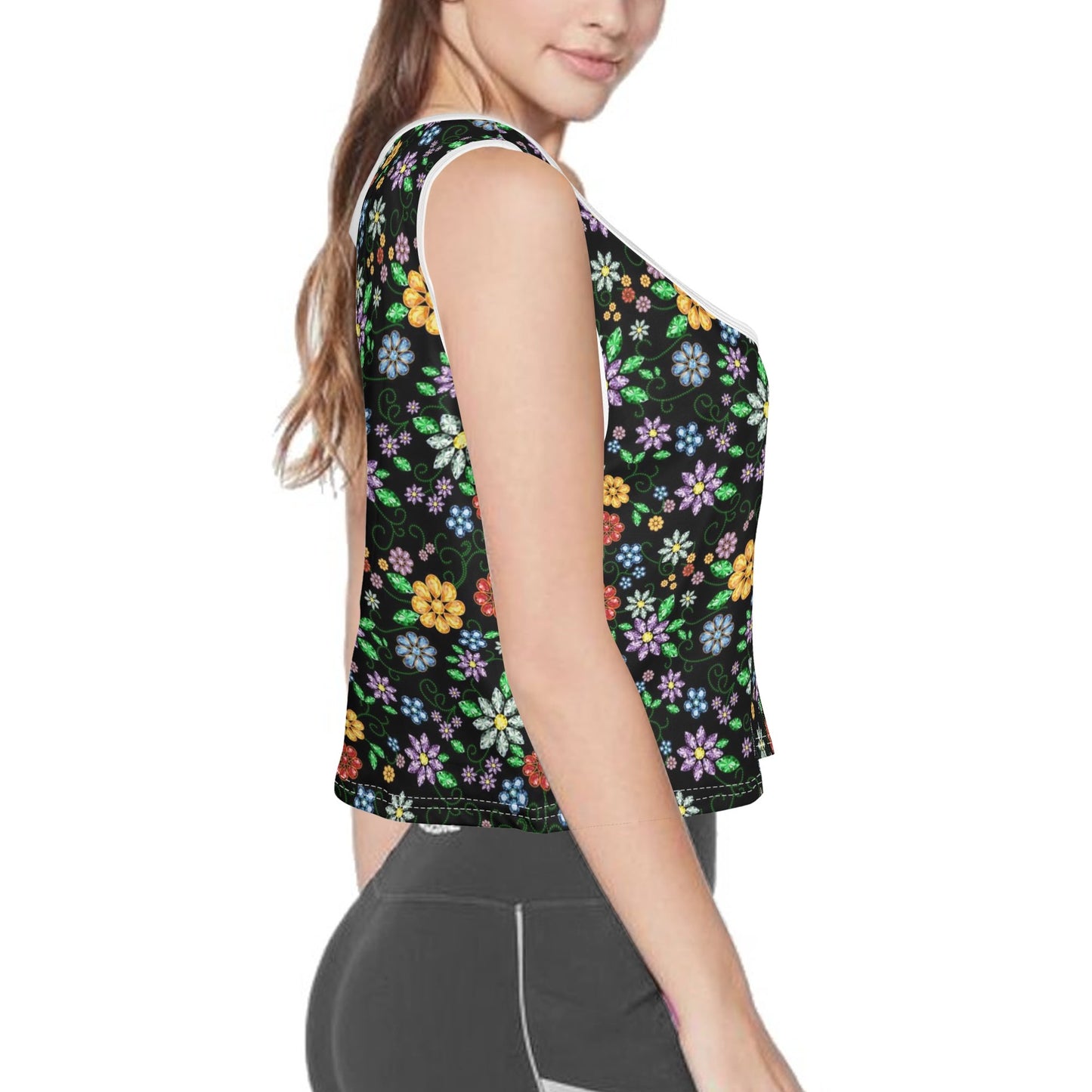 Women's Métis Inspired Floral Sleeveless Crop Top