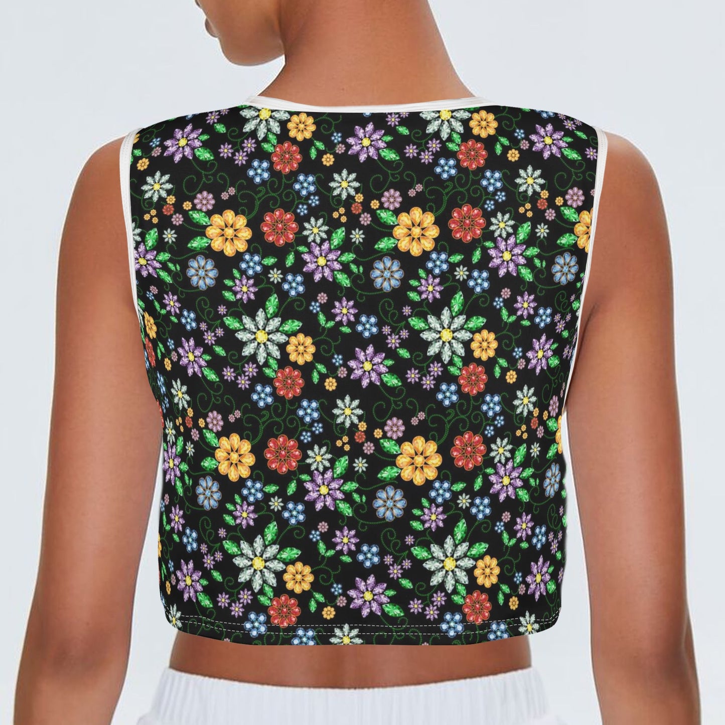 Women's Métis Inspired Floral Sleeveless Crop Top