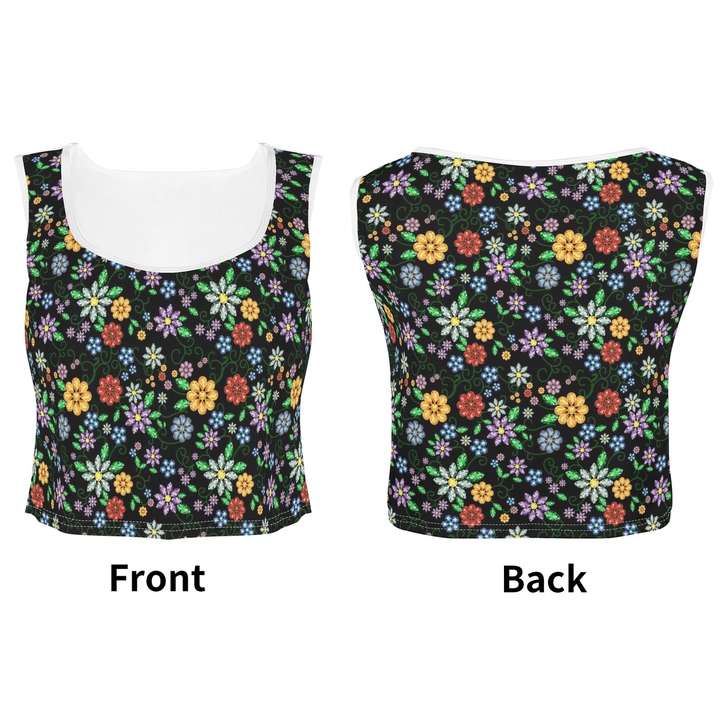 Women's Métis Inspired Floral Sleeveless Crop Top