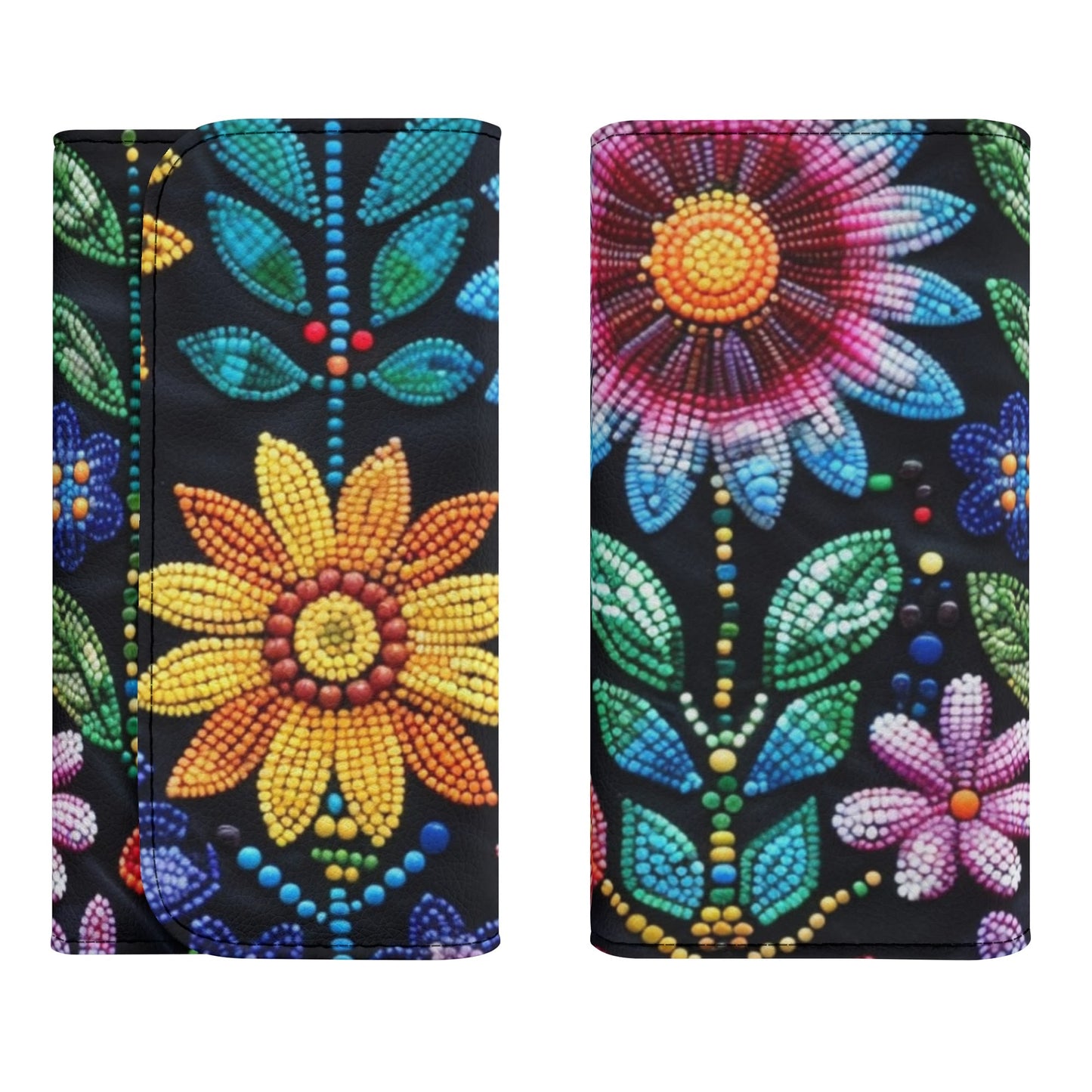 Summer Flower Beaded Trifold Wallet