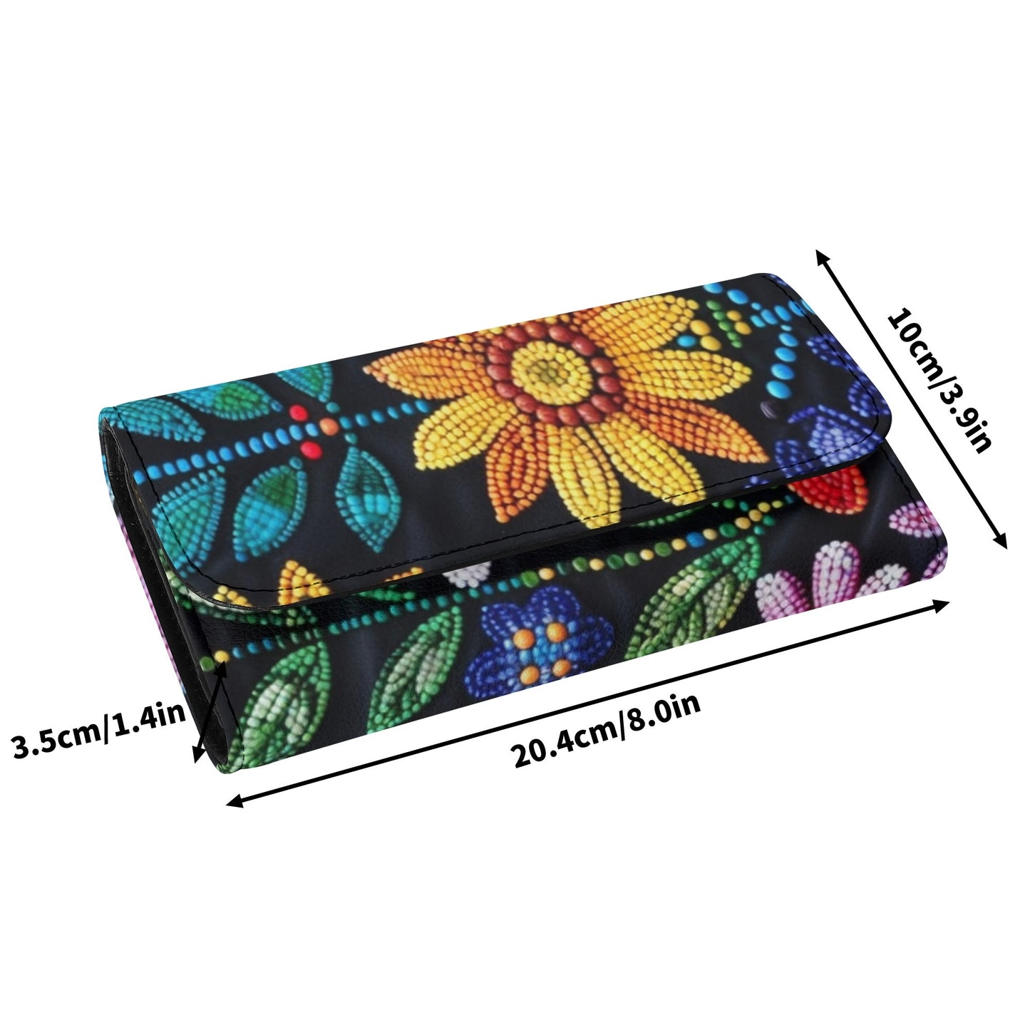 Summer Flower Beaded Trifold Wallet