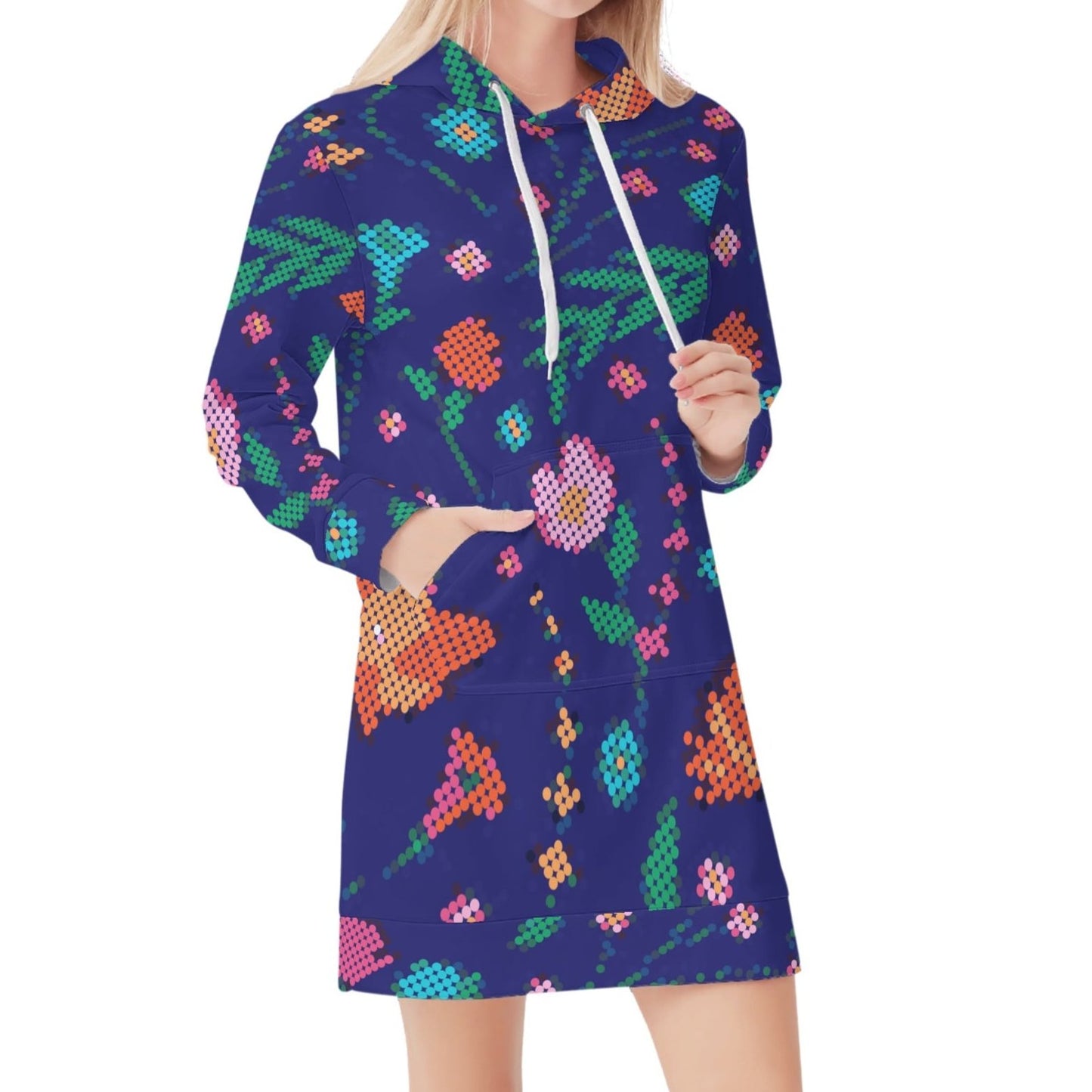 Women's Métis Digital Dotted Floral Hoodie Dress