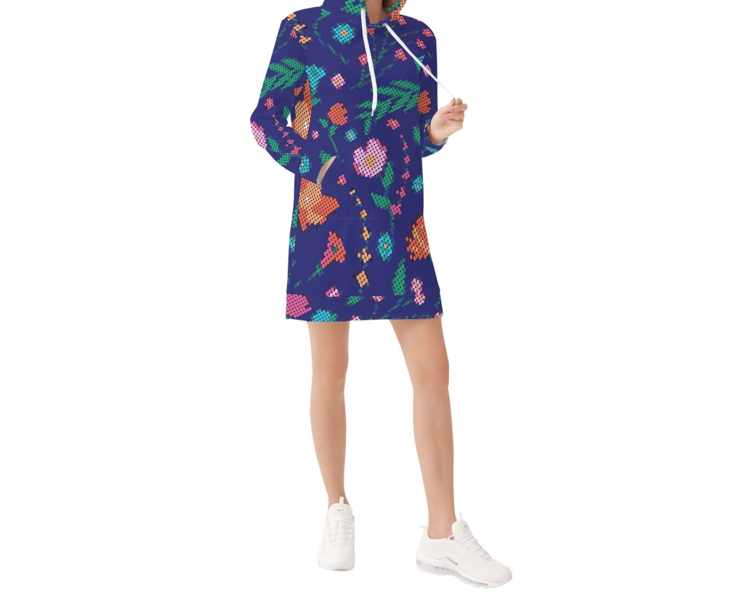 Women's Métis Digital Dotted Floral Hoodie Dress