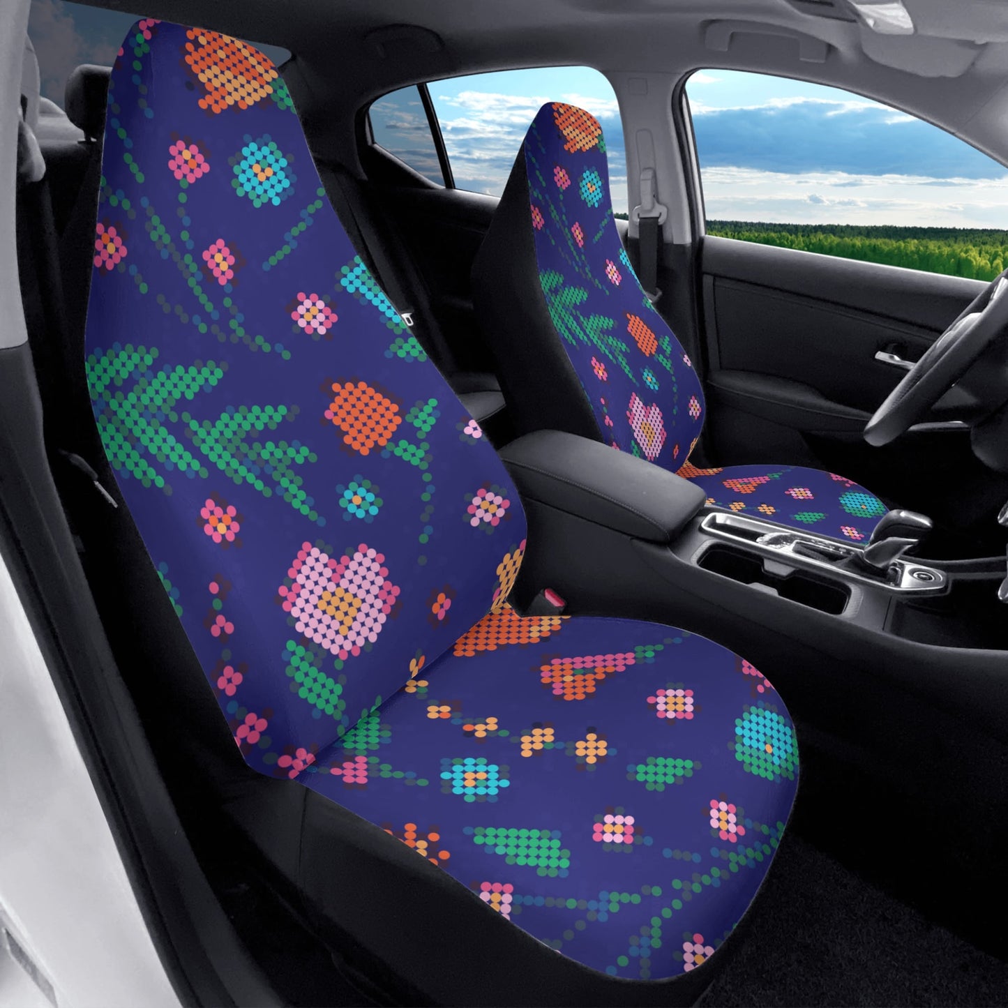 Métis Digital Dotted Floral Front Car Seat Covers