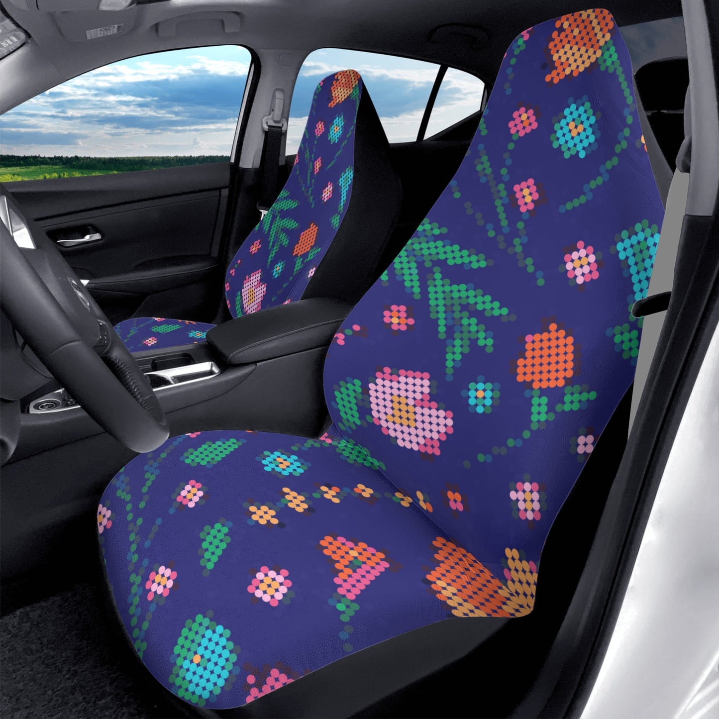 Métis Digital Dotted Floral Front Car Seat Covers