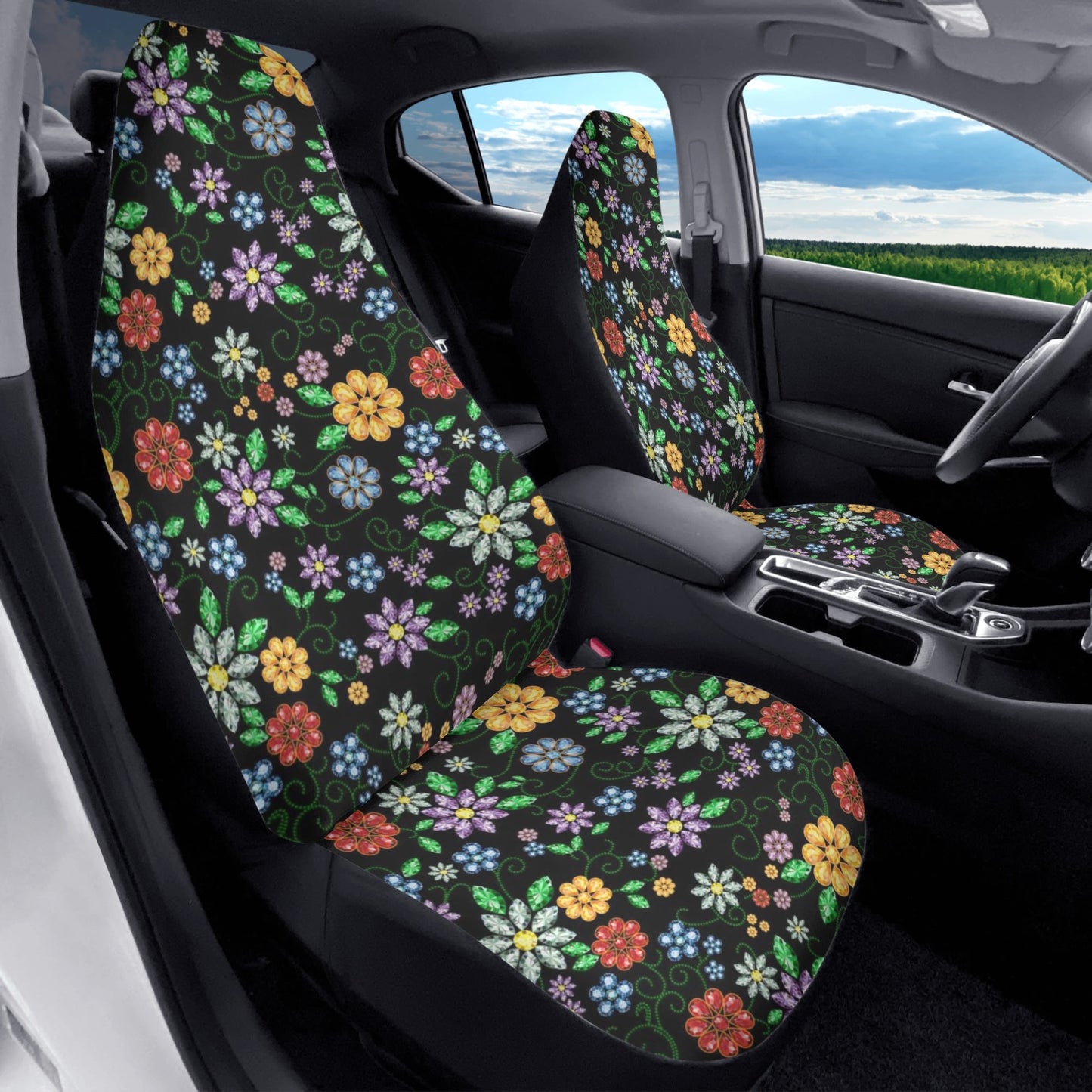 Métis Inspired Floral Beaded Front Car Seat Covers