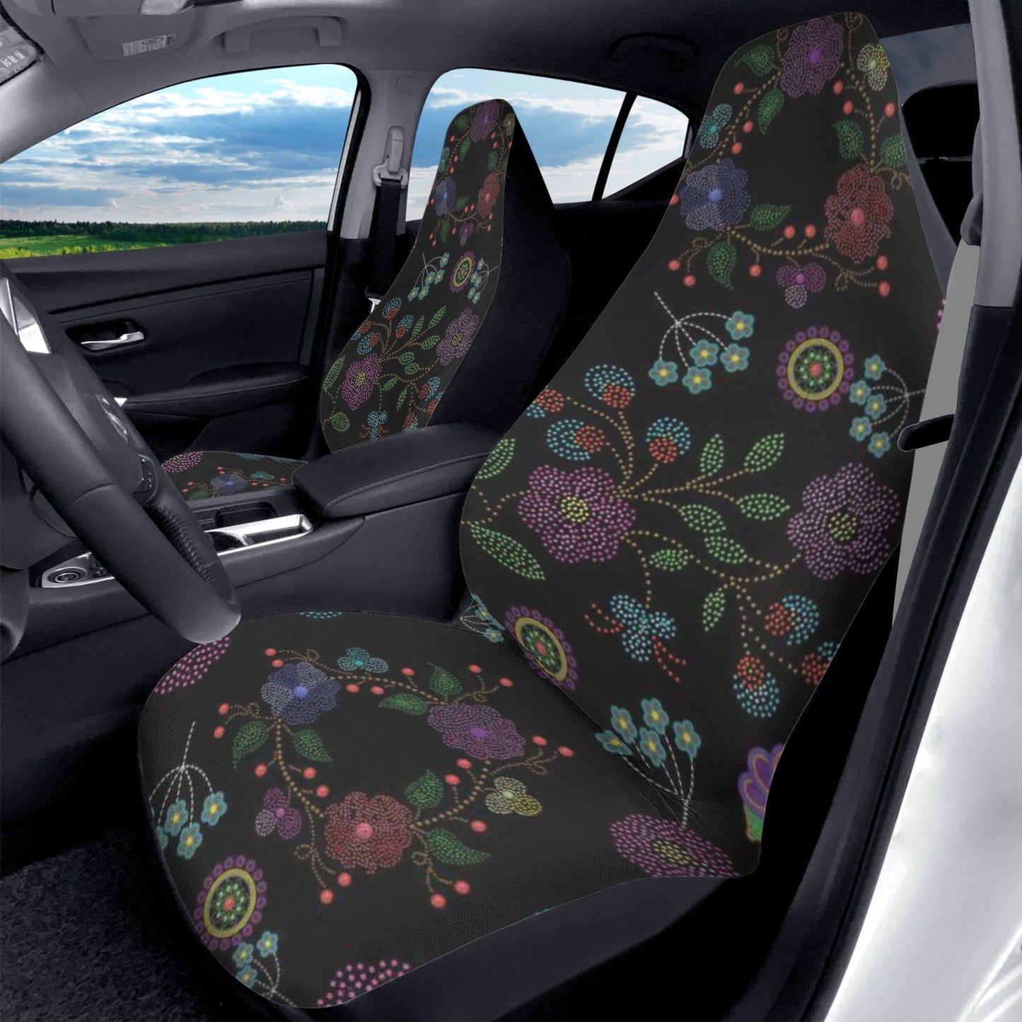 Métis Floral Dotted Front Car Seat Covers