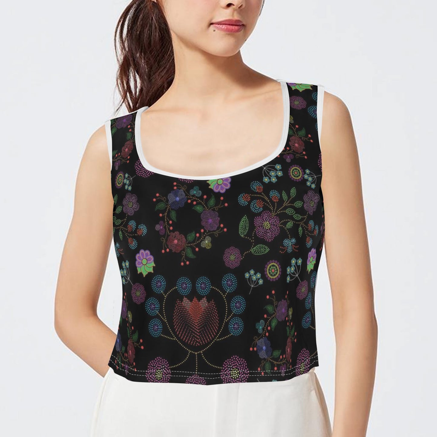 Women's Métis Floral Dotted Sleeveless Crop Top