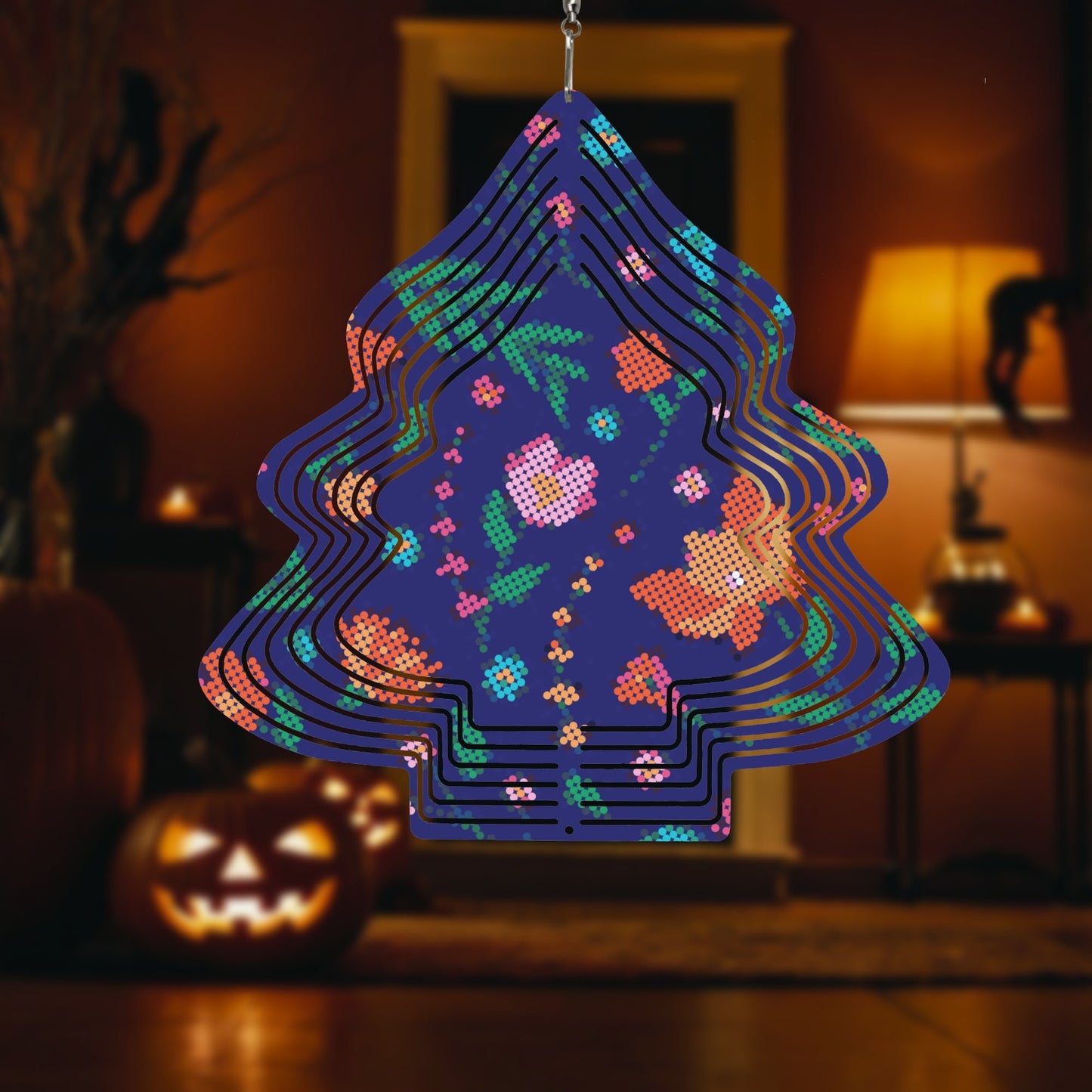 Métis Digital Dotted Floral Christmas Tree Wind Spinner