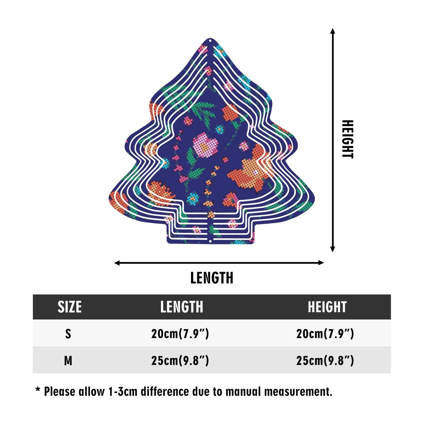 Métis Digital Dotted Floral Christmas Tree Wind Spinner